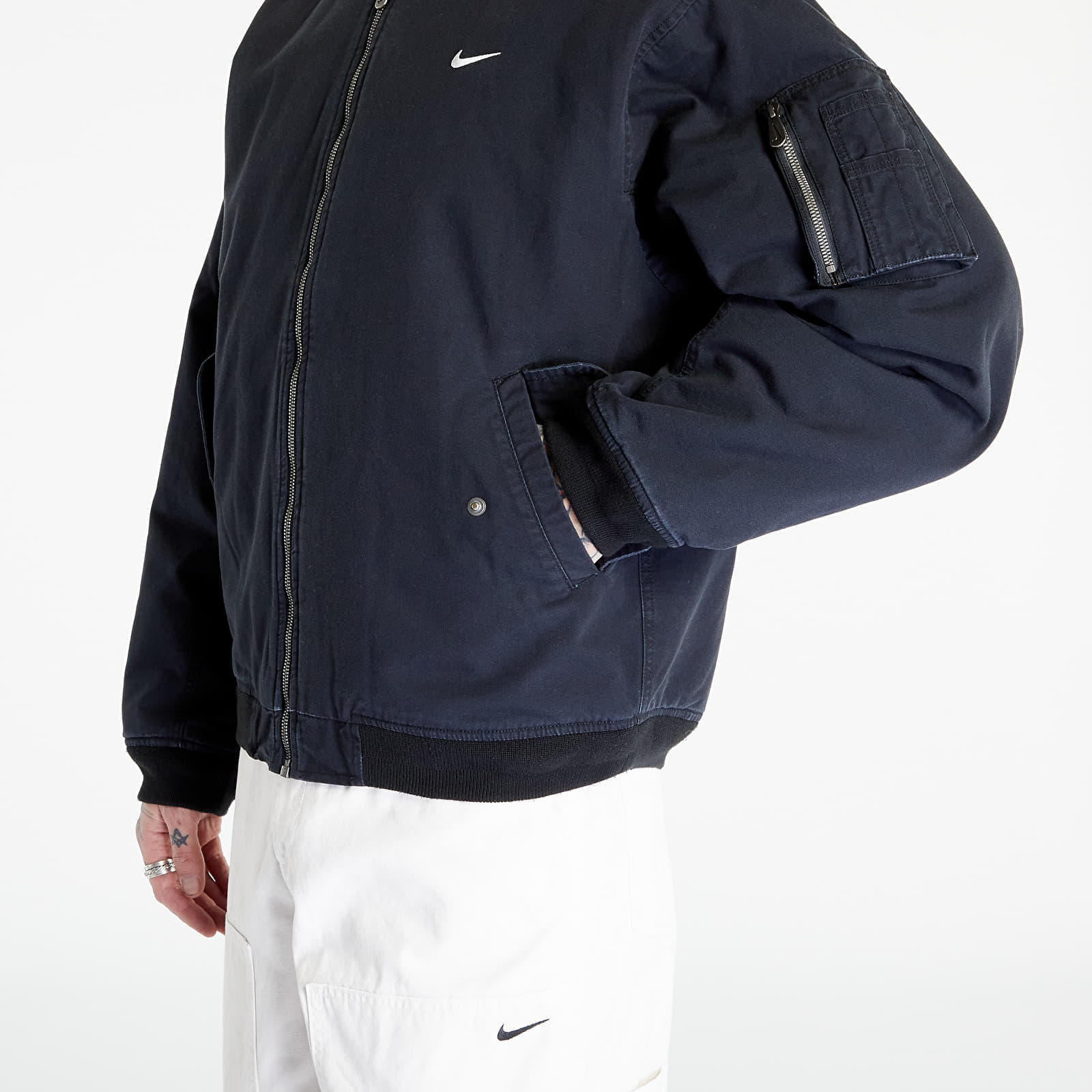 Jackets Nike Life Men s Woven Flight Jacket Black White Queens