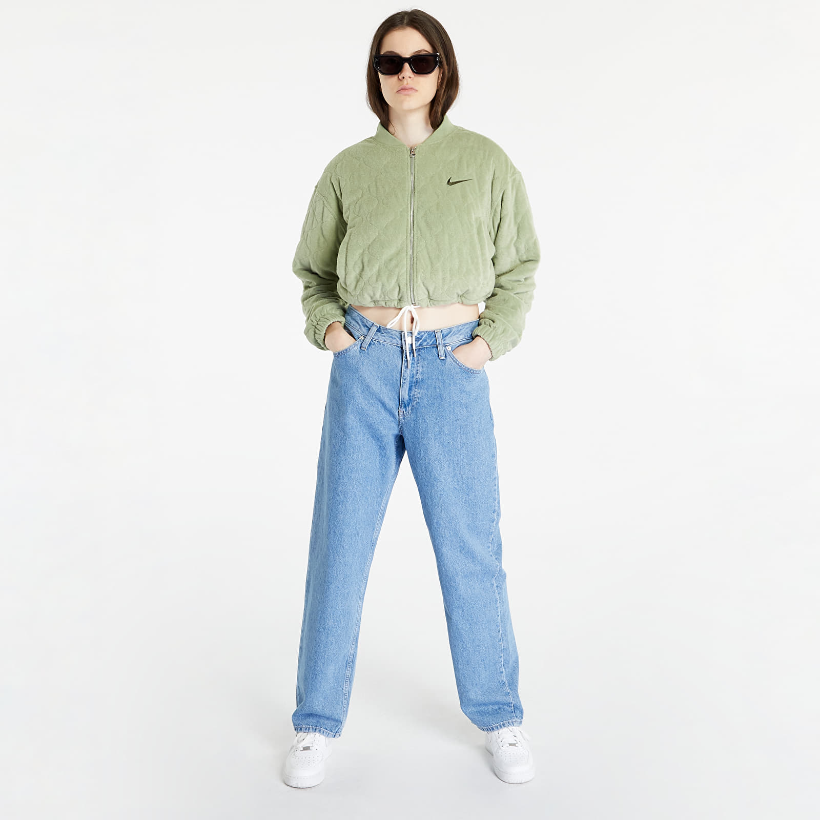 Bundy Nike Sportswear Women's Terry Quilted Jacket Oil Green/ Cargo Khaki