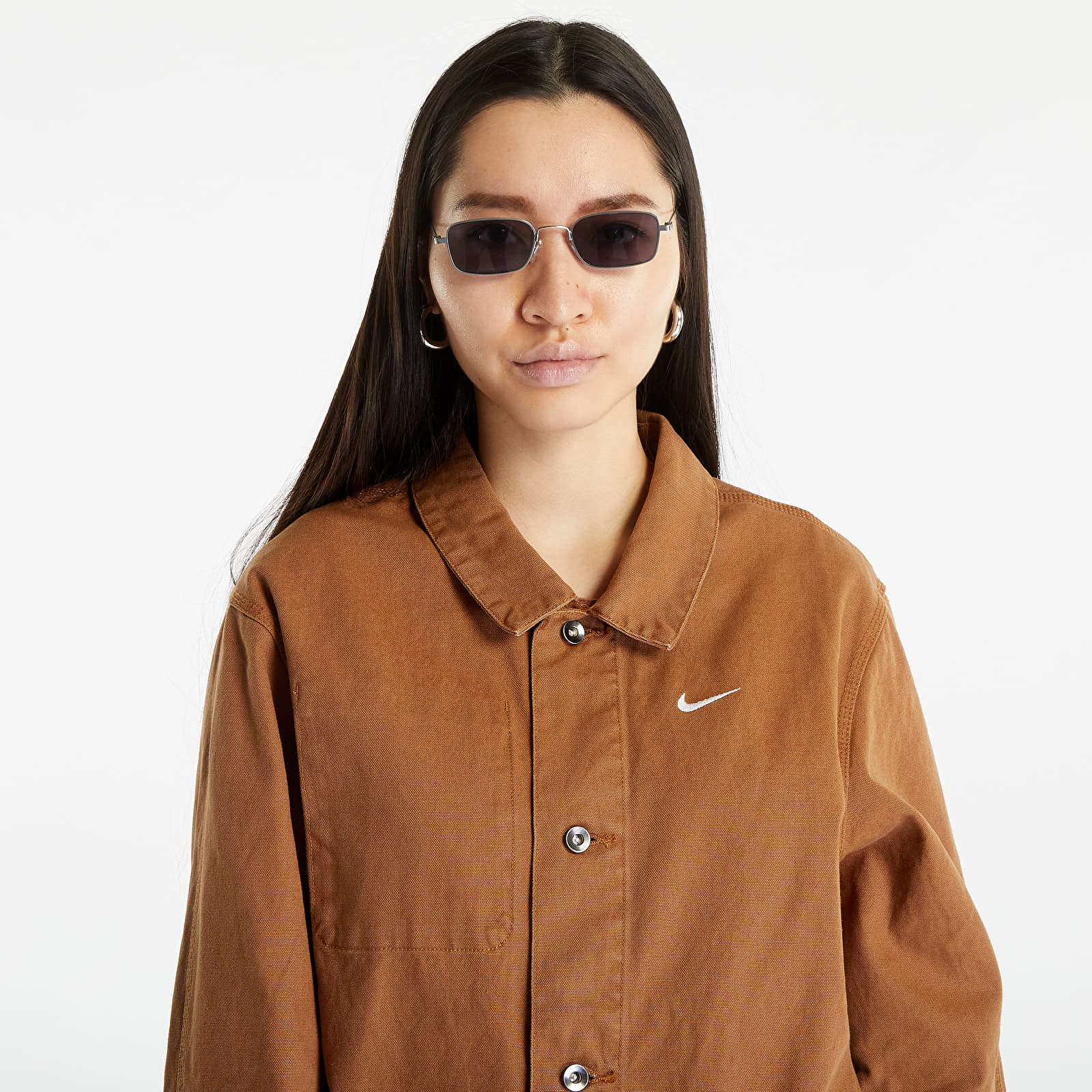 Pánské bundy a kabáty Nike Sportswear Unlined Chore Coat Ale Brown/ White