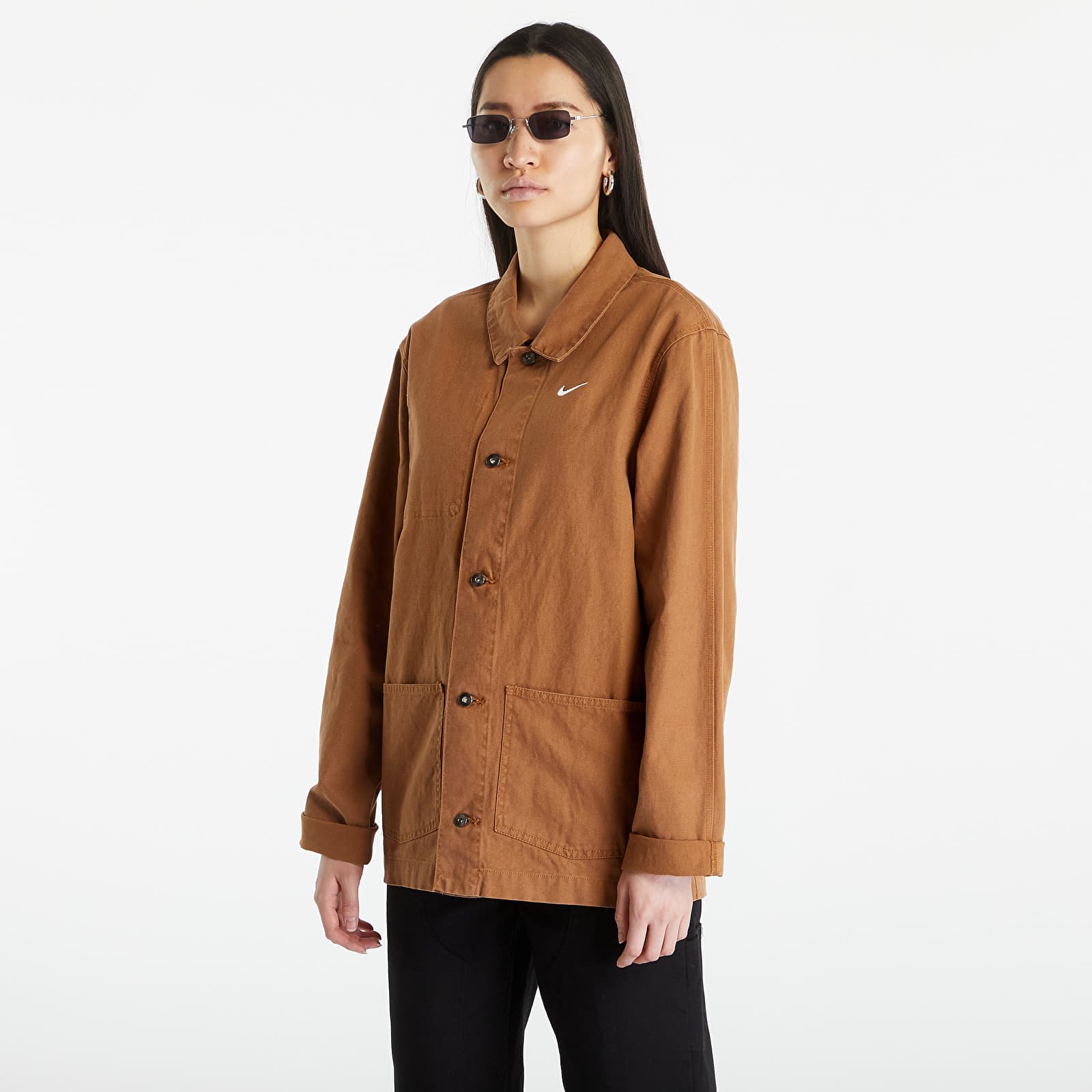 Pánské bundy a kabáty Nike Sportswear Unlined Chore Coat Ale Brown/ White