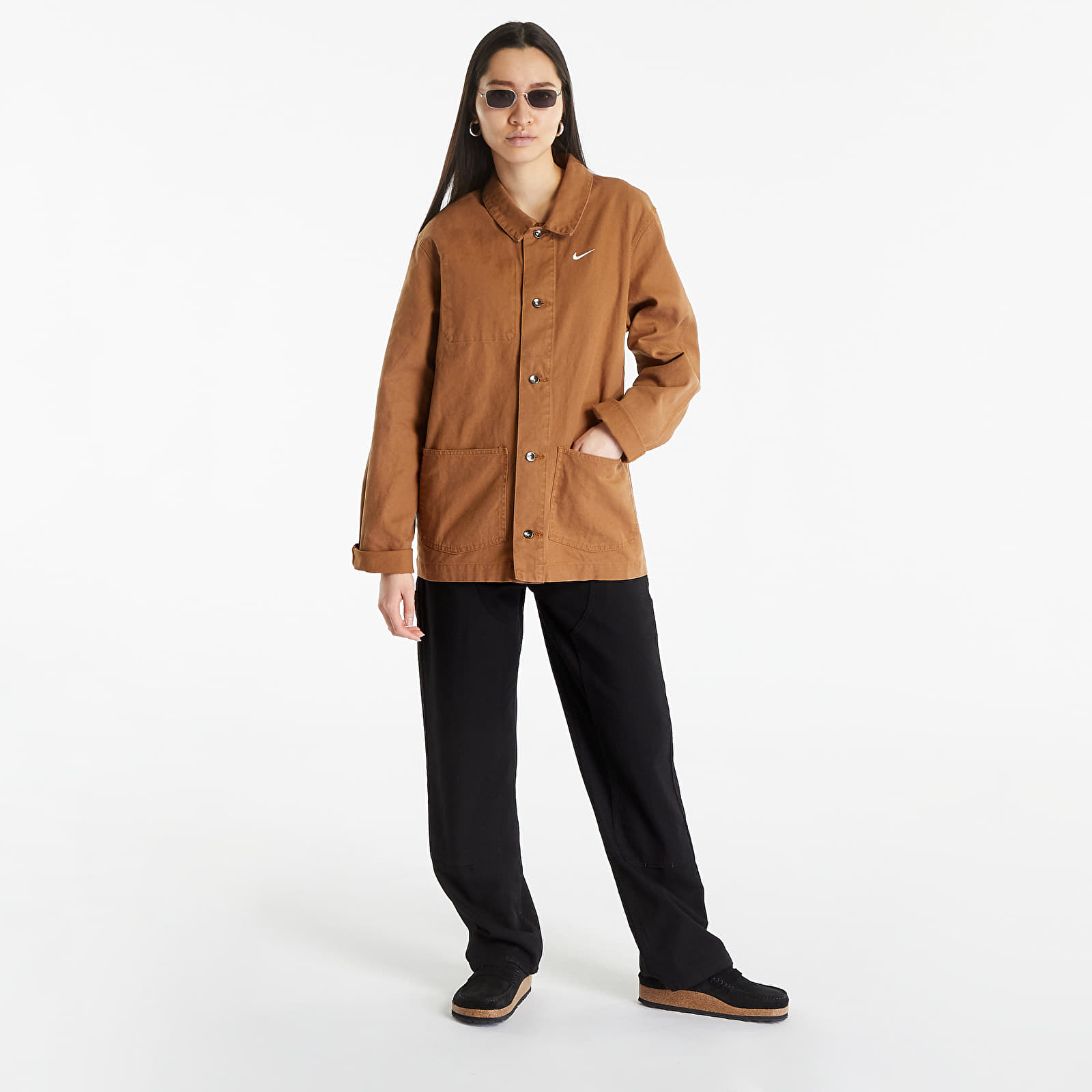 Pánské bundy a kabáty Nike Sportswear Unlined Chore Coat Ale Brown/ White