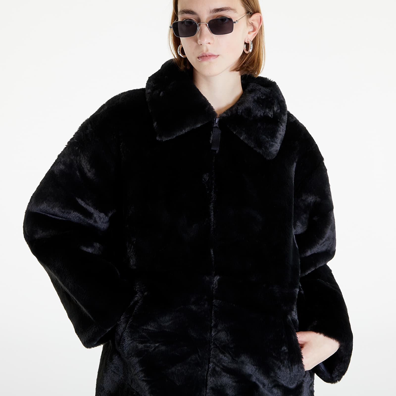 Chaquetas Nike Sportswear Women's Faux Fur Long Jacket Black/ Dk Smoke Grey/ Sail