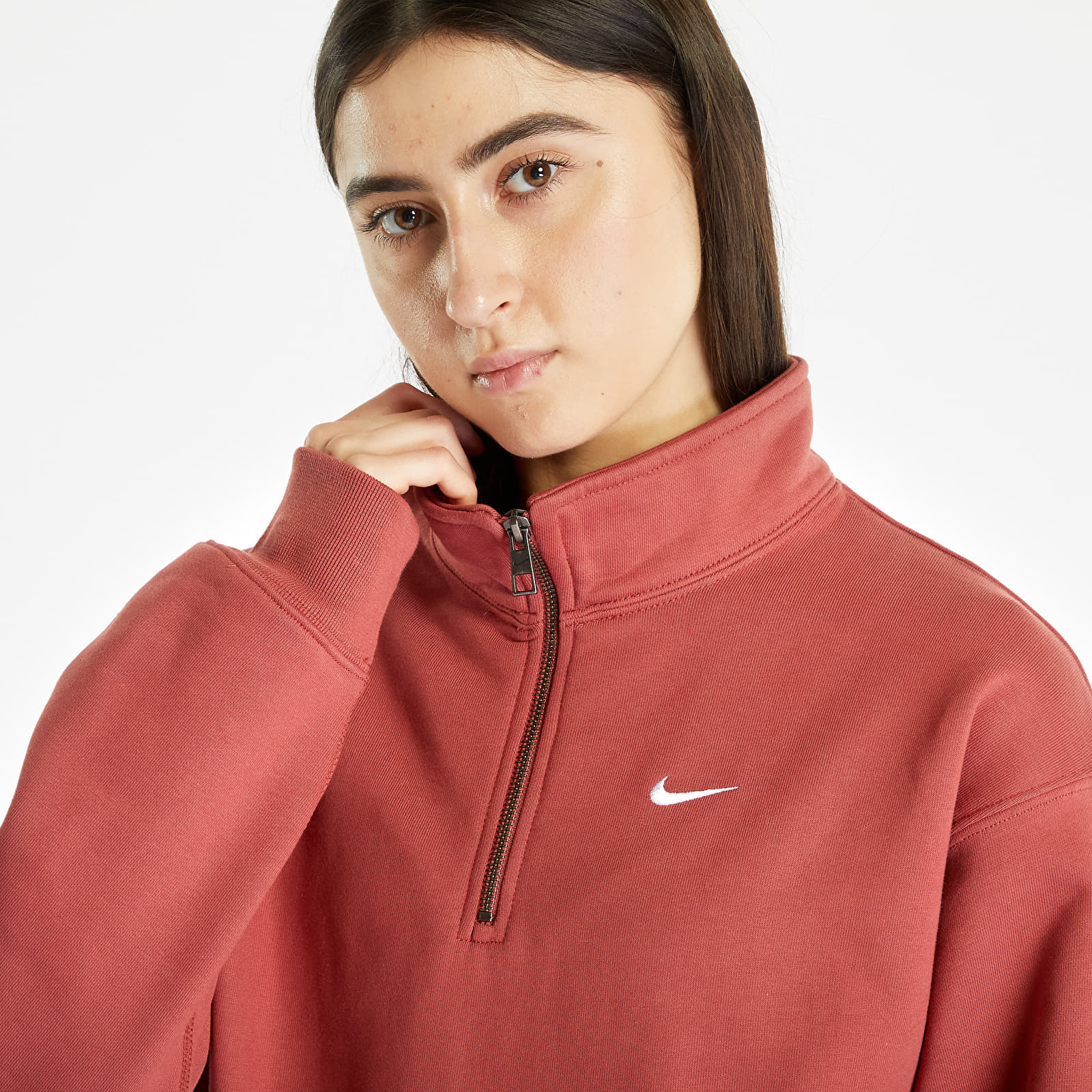Mikiny Nike Solo Swoosh Men's 1/4-Zip Top Canyon Rust/ White