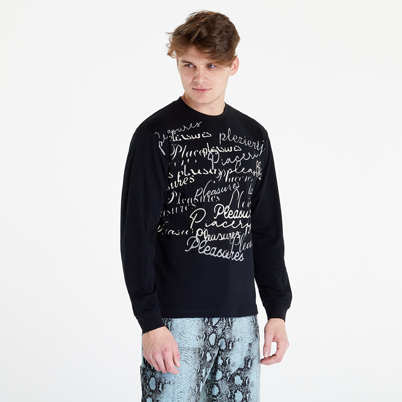 Trička PLEASURES Shatter Long Sleeve Shirt Black