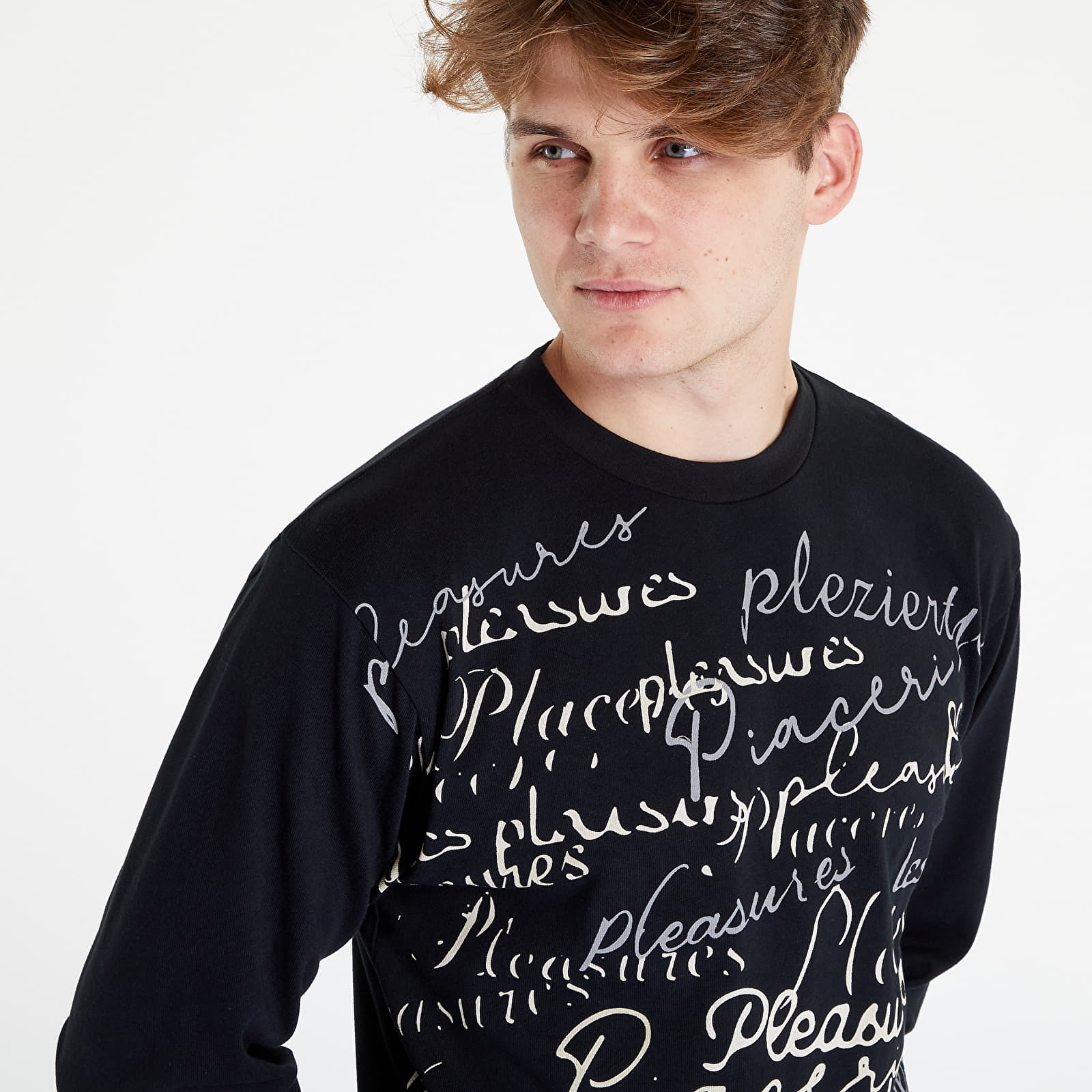 Trička PLEASURES Shatter Long Sleeve Shirt Black