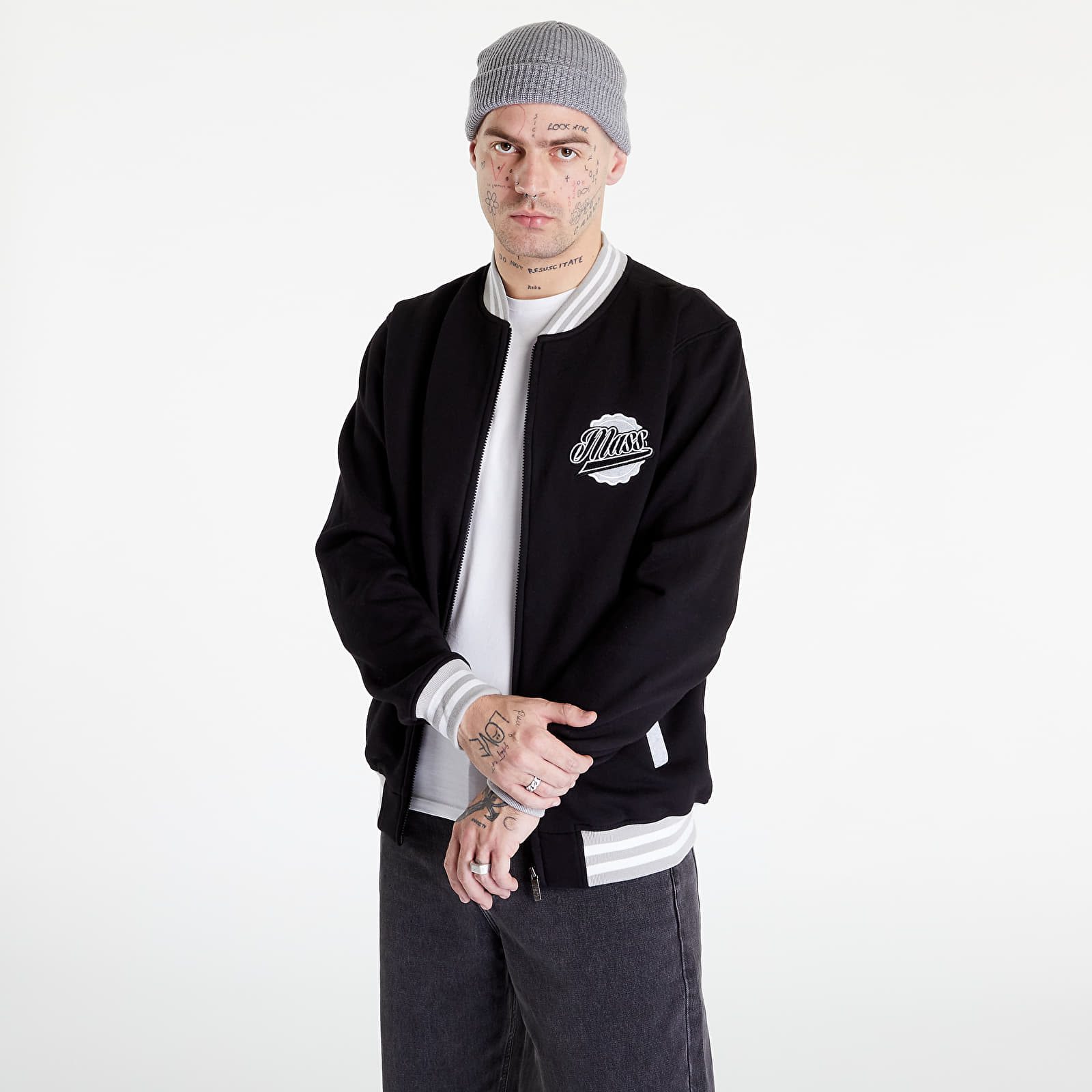 Mikiny Mass DNM Sweatshirt Overtime Zip Varsity Black