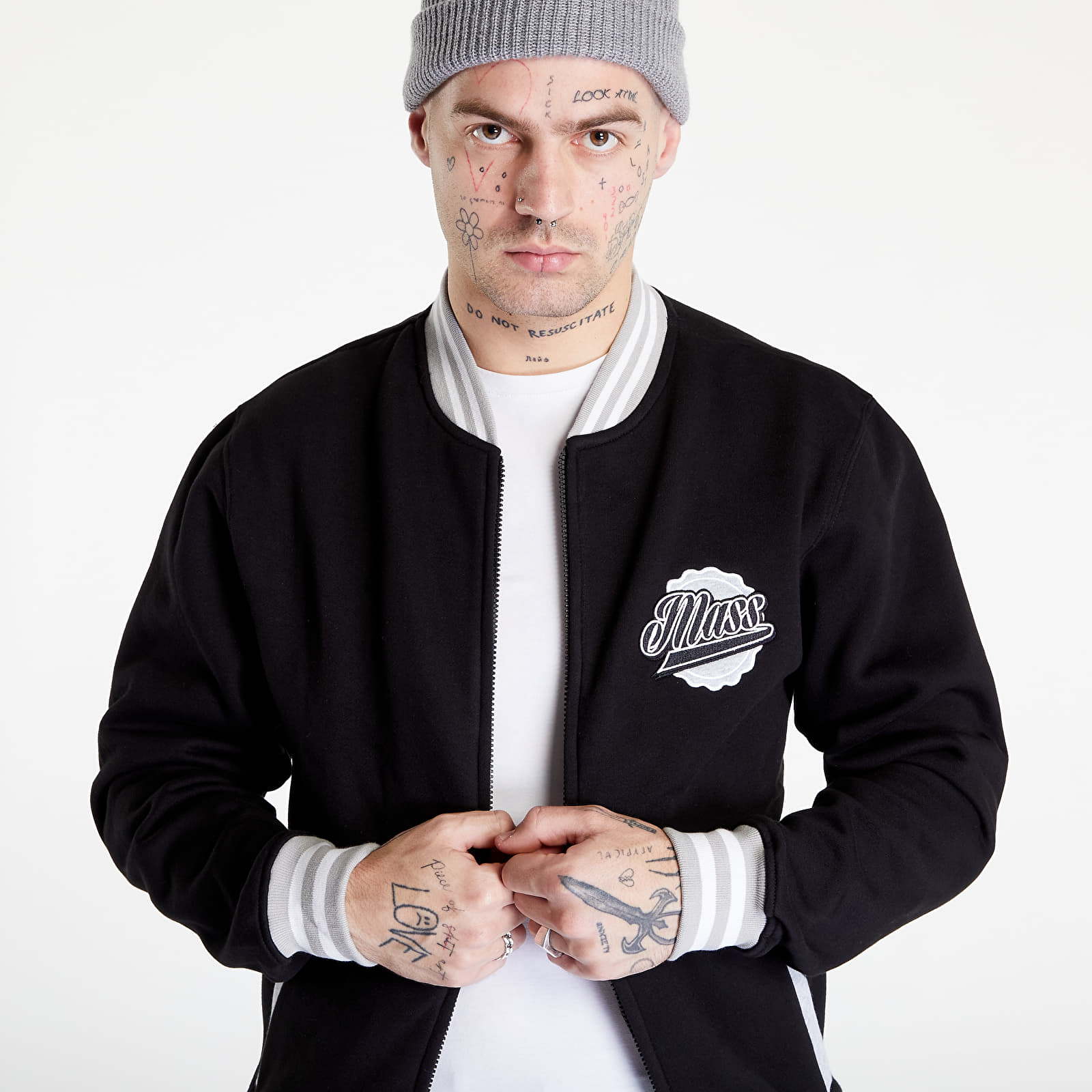 Mikiny Mass DNM Sweatshirt Overtime Zip Varsity Black