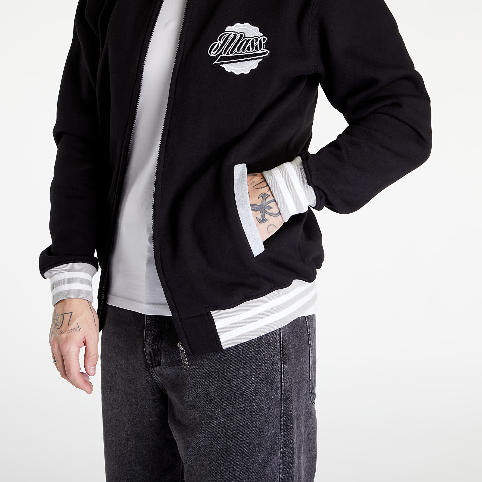 Mikiny Mass DNM Sweatshirt Overtime Zip Varsity Black
