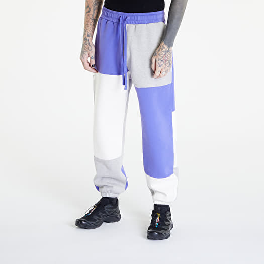 Sweatpants PREACH Oversized Patchwork Sweat Pant GOTS Grey Melange/ Purple/ Off White