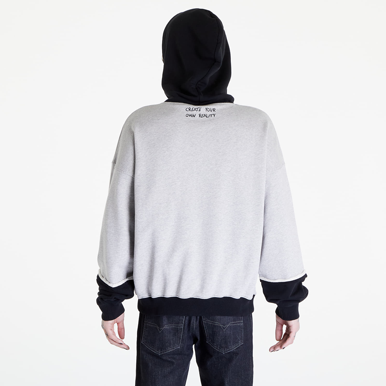 Hoodies and sweatshirts PREACH Oversized Raw Edges Hoodie GOTS Grey Melange Black Queens