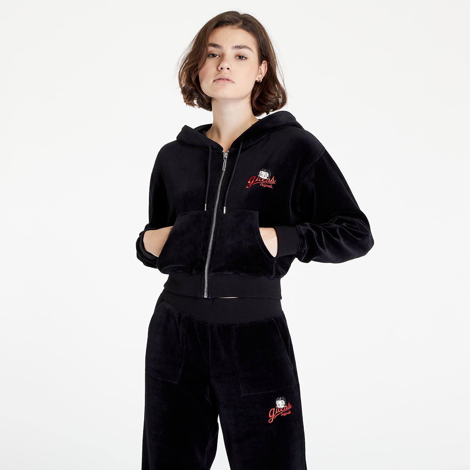 Hanorace GUESS Betty Boop Velour Jacket Black