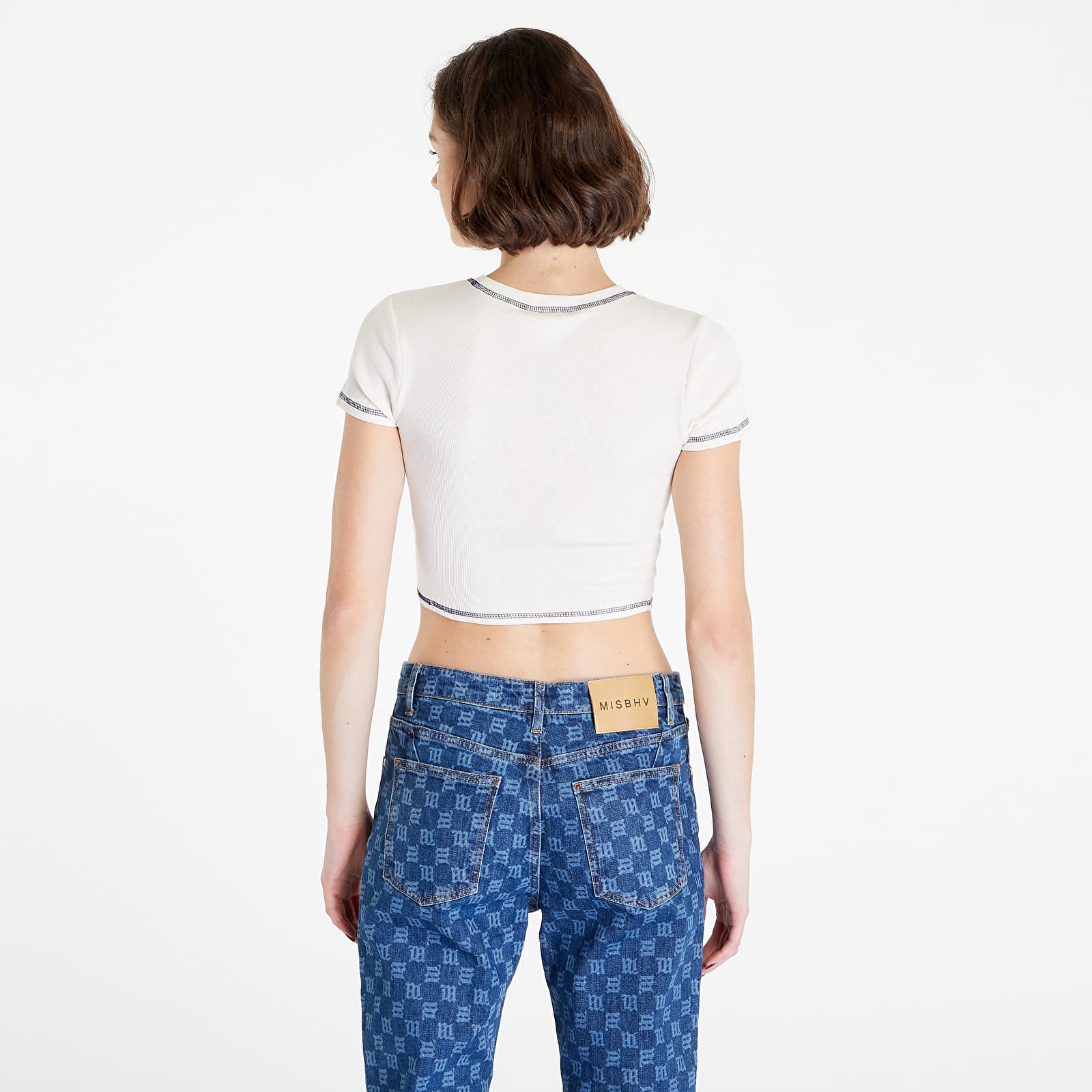 T-shirts GUESS Mya Ribbed Crop Baby Tee Creamy