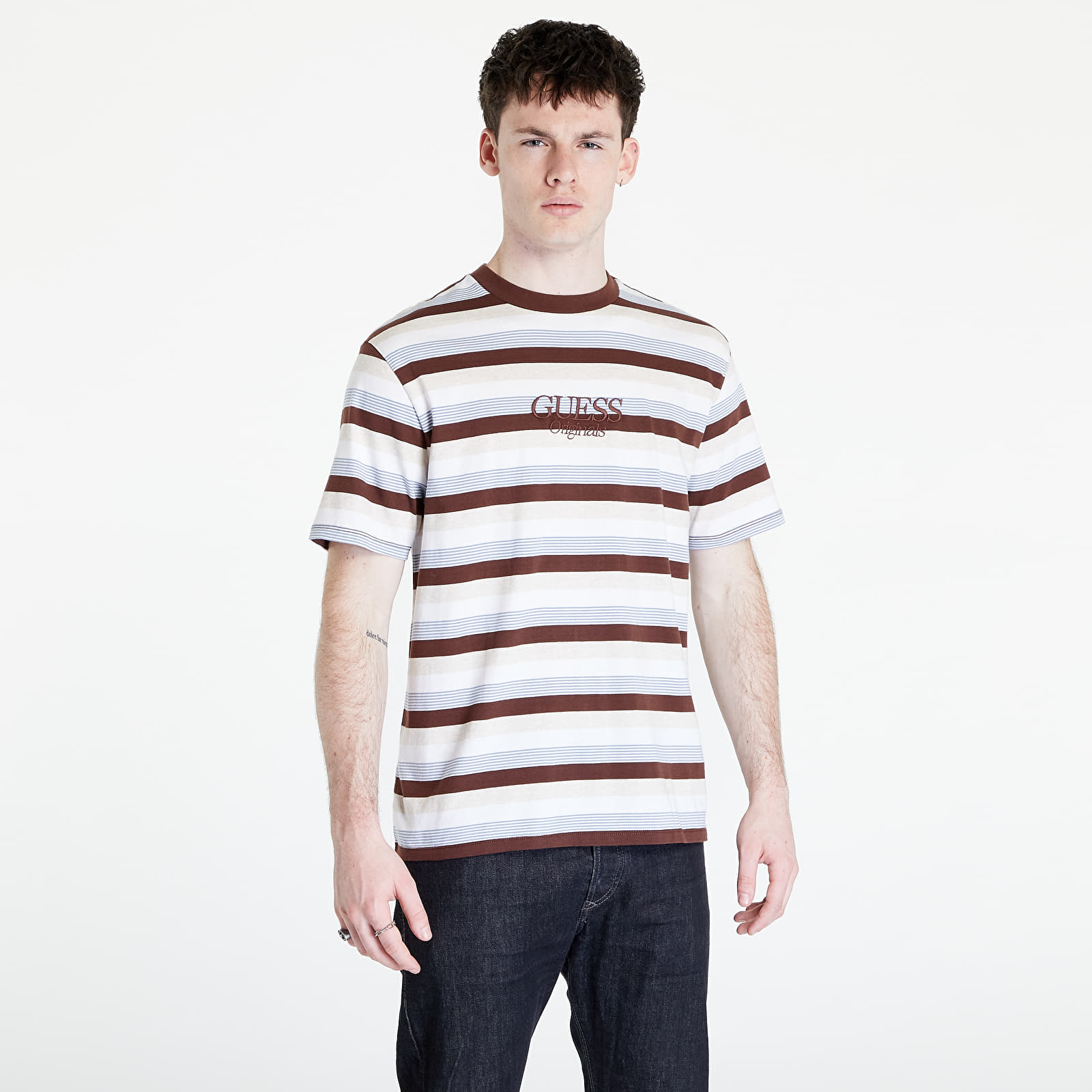 Guess t shirt herr striped deals