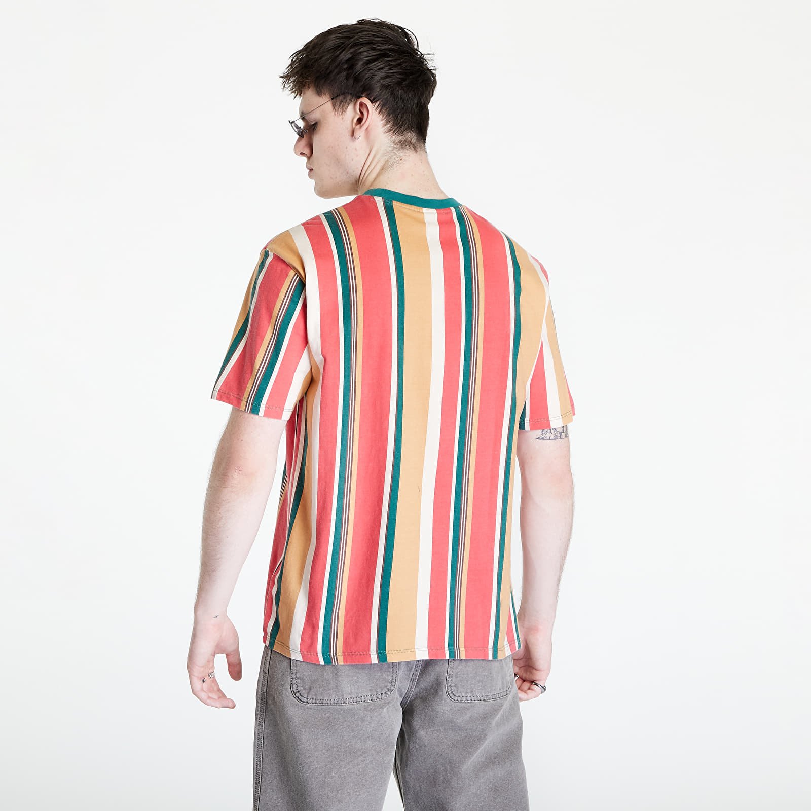 T-shirts GUESS Bryson Vertical Stripe Tee Green/ Red/ White