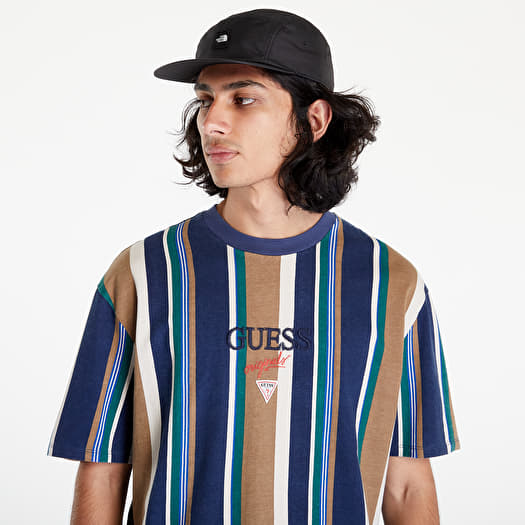 T-shirts GUESS Bryson Vertical Stripe Tee Blue/ Brown/ Green | Queens