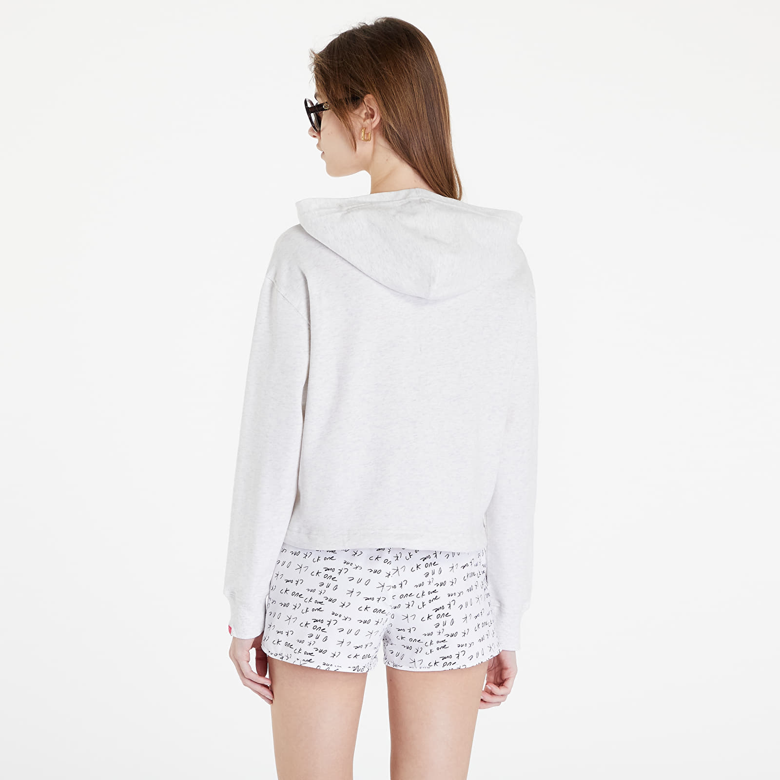 Gensere og gensere for kvinner Calvin Klein Ck1 Lounge Ft L/S Hoodie Snow Heather/ Pink Splendor Wsb
