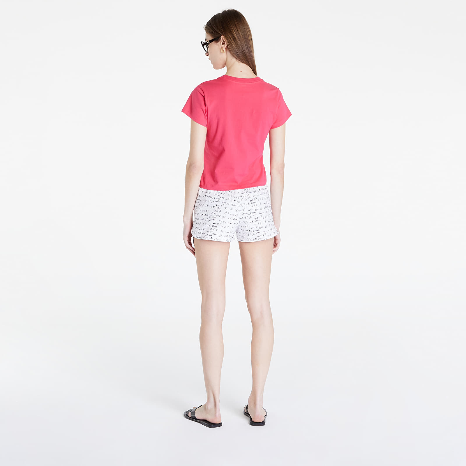 Pajamas Calvin Klein Ck1 Sleep Short Set Pink Spdr Top/ Bag Marker Logo/ White