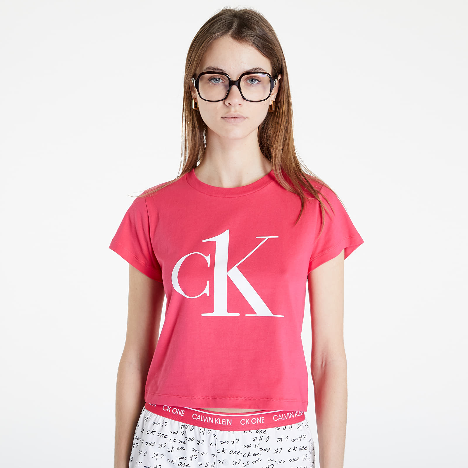 Pajamas Calvin Klein Ck1 Sleep Short Set Pink Spdr Top/ Bag Marker Logo/ White
