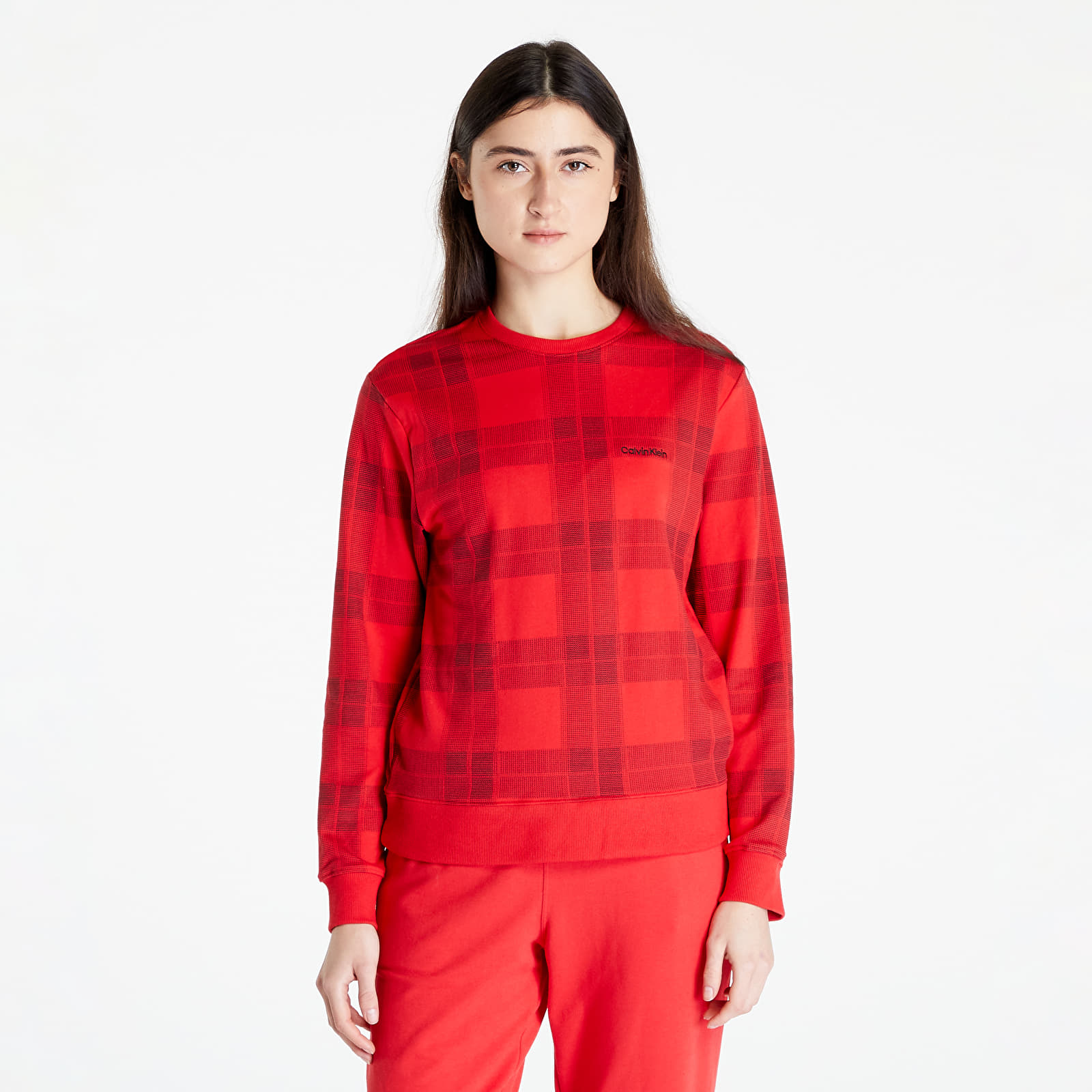 Pijamale Calvin Klein Mc Holiday Lw Rf L/S Sweatshirt Textured Plaid/ Exact