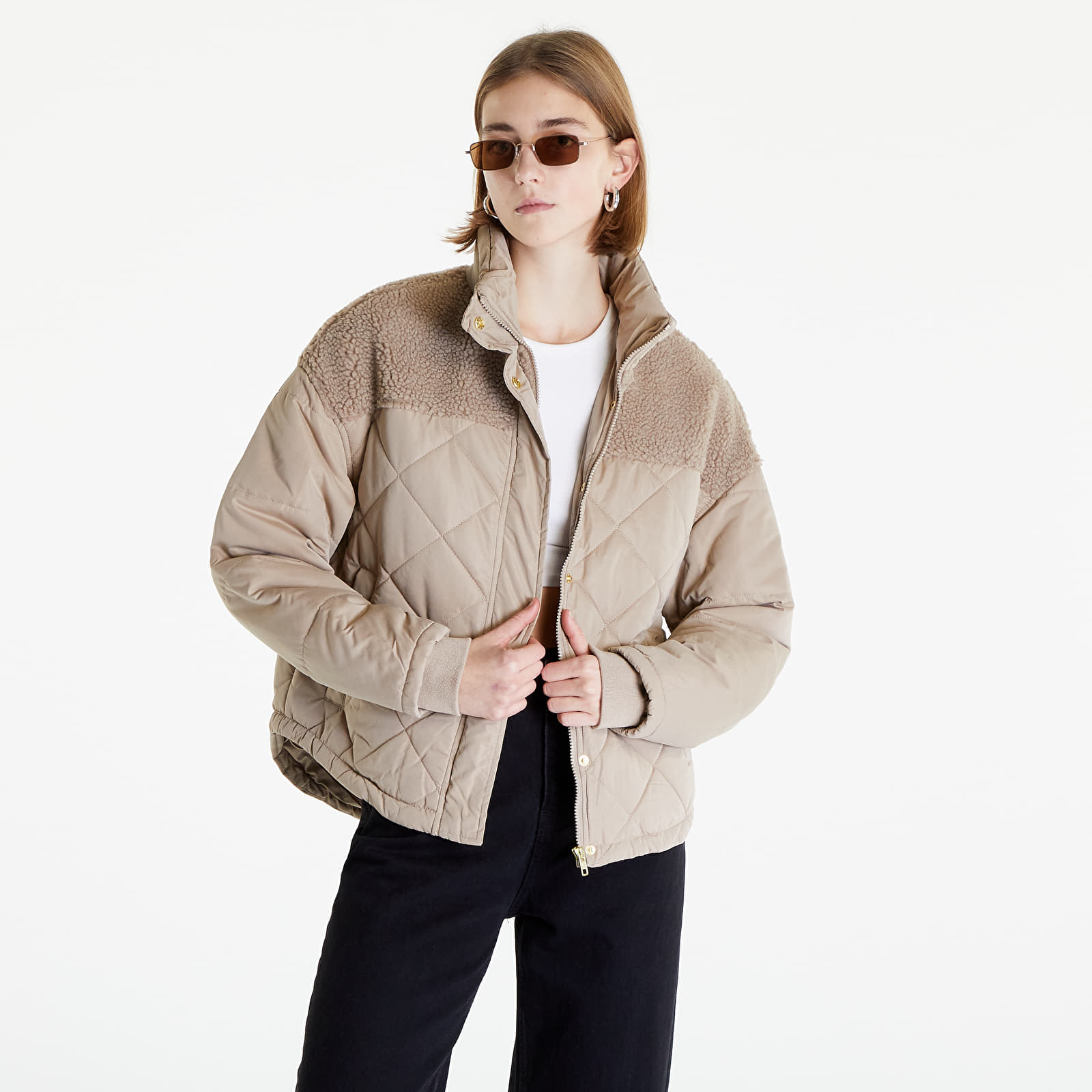 Bundy Urban Classics Ladies Oversized Diamond Quilt Puffer Jacket Beige