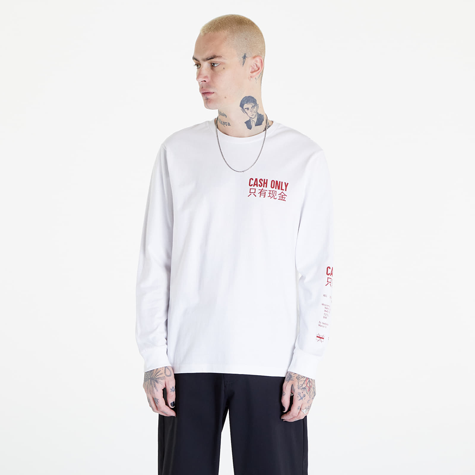 T-Shirts Urban Classics Cash Only Longsleeve White