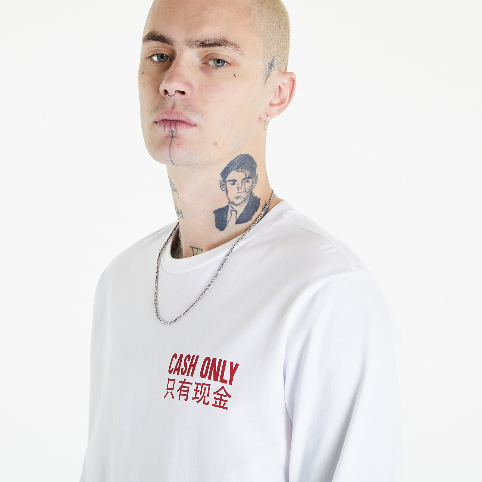 T-Shirts Urban Classics Cash Only Longsleeve White