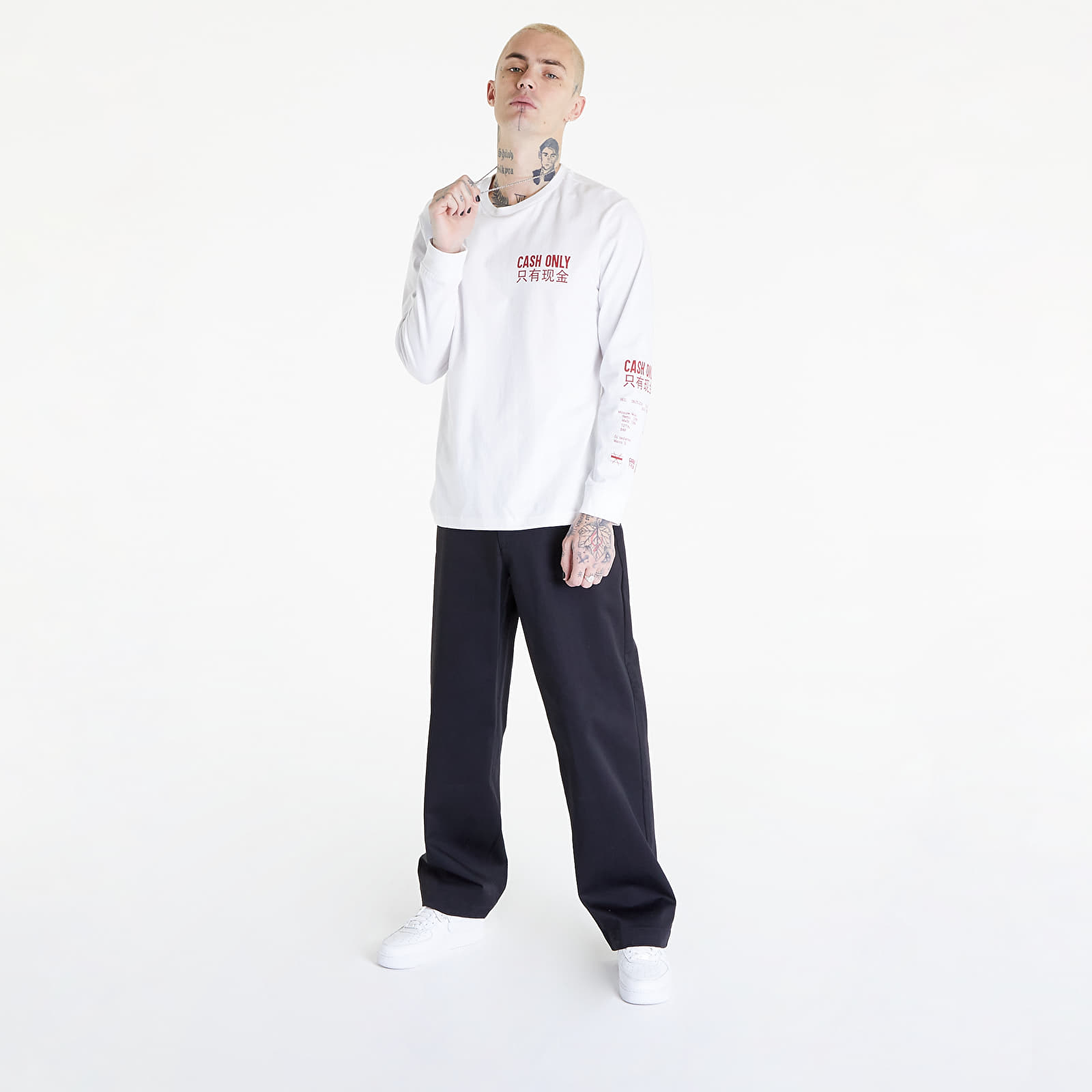T-Shirts Urban Classics Cash Only Longsleeve White