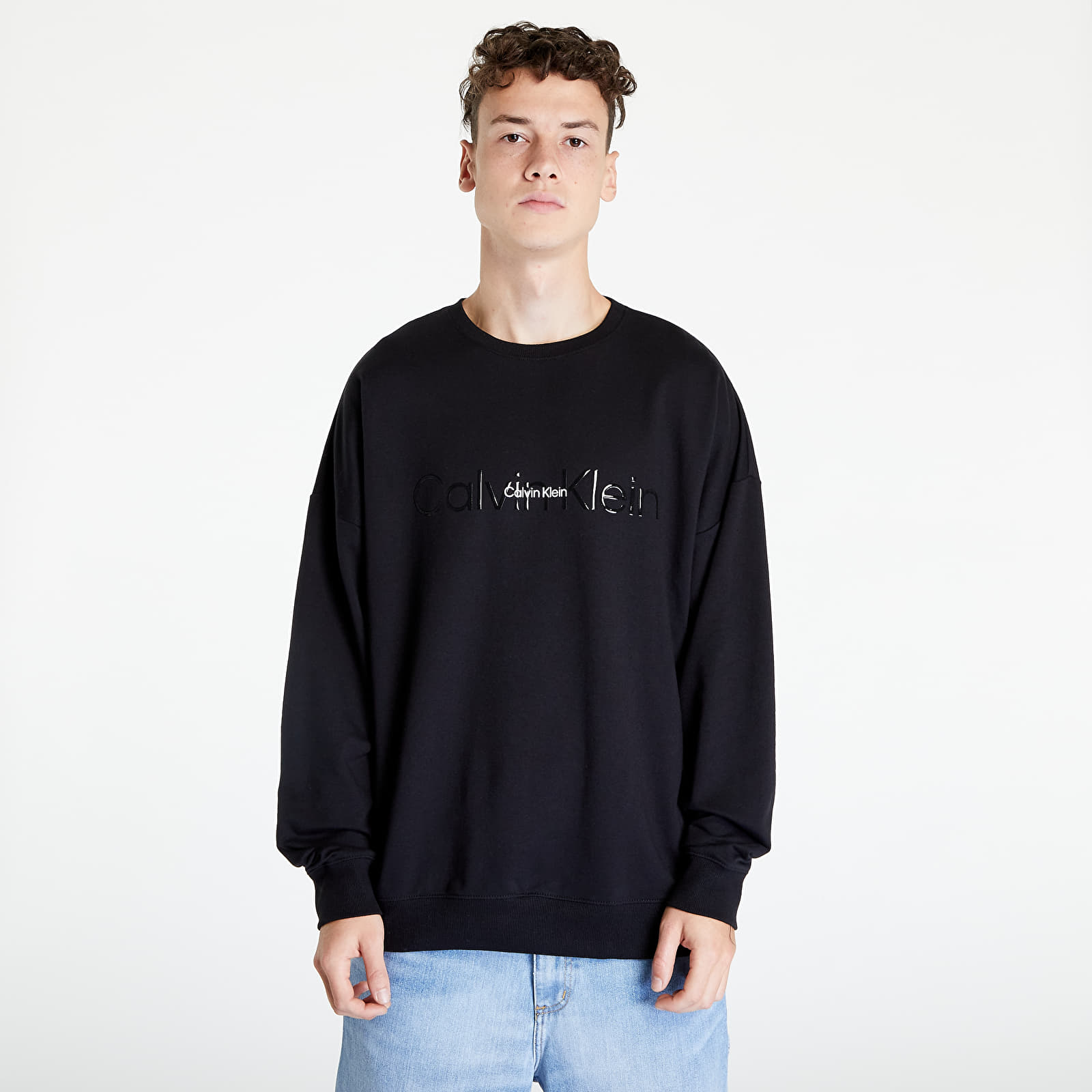 Mikiny Calvin Klein Emb Icon Lounge Long Sleeve Sweatshirt Black