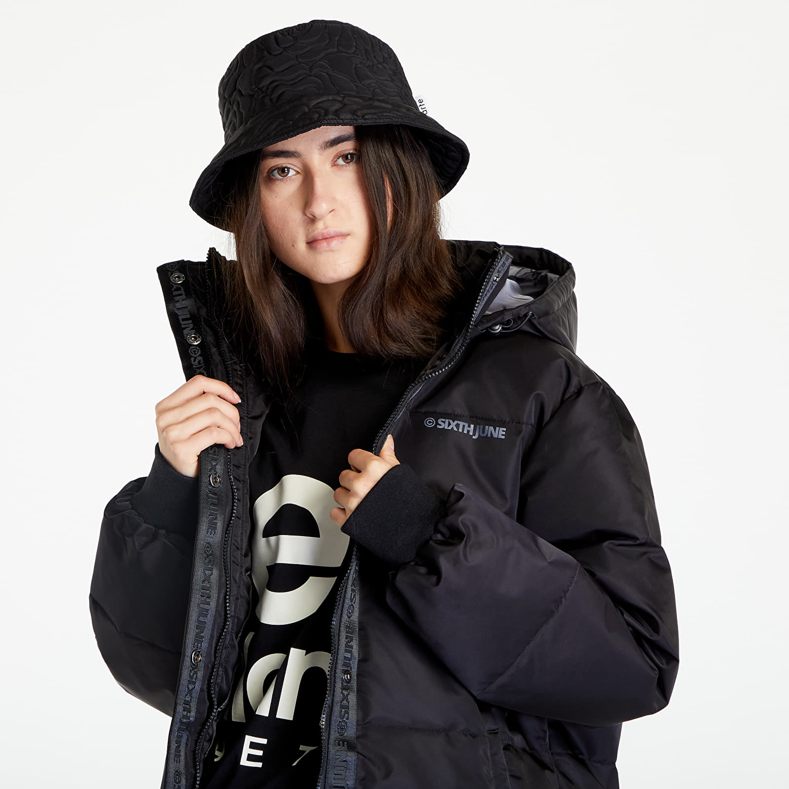Jacken Sixth June Long Puffer With Hood Black
