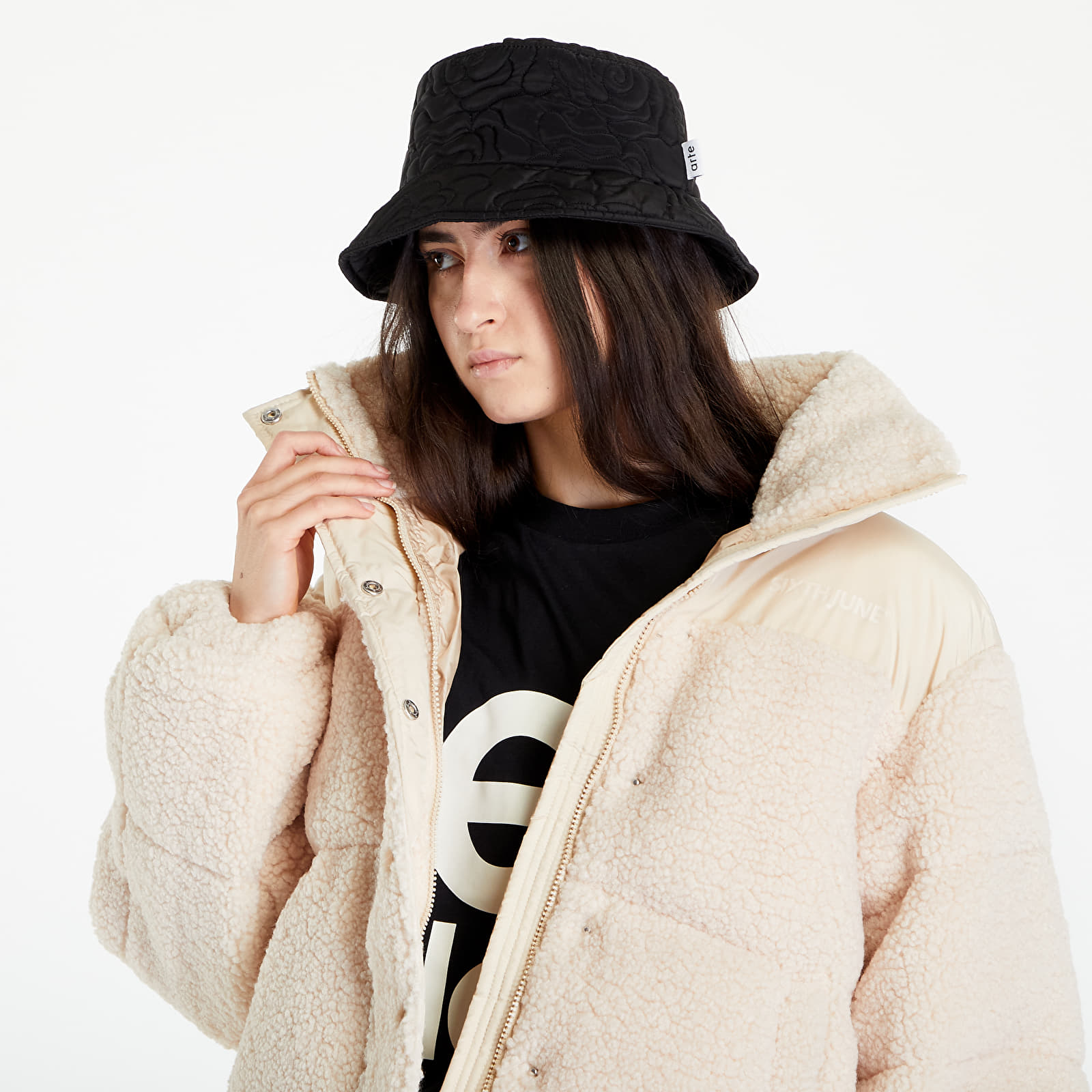 Bundy Sixth June Nylon & Borg Puffer Jacket Beig