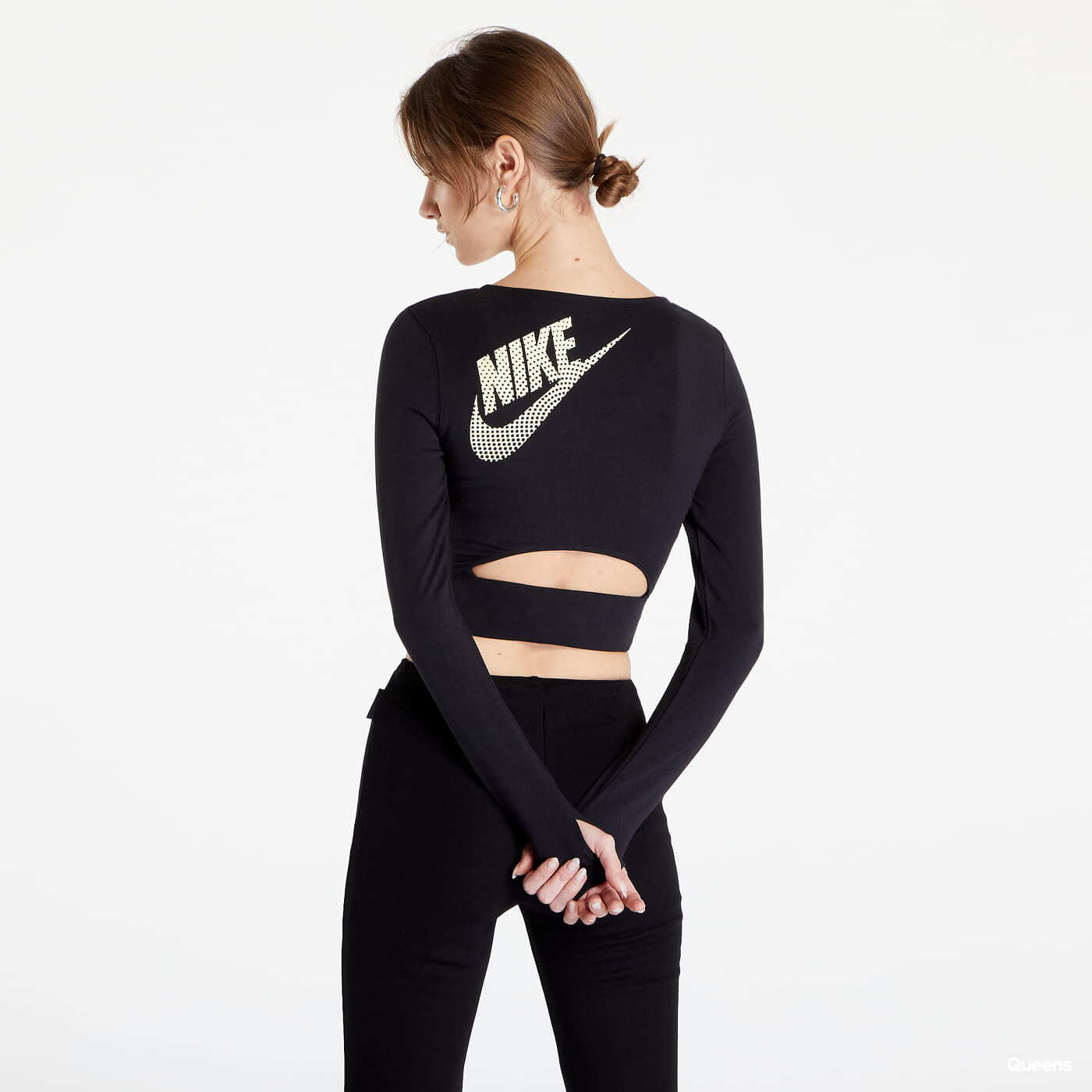 Tops Nike Sportswear Long Sleeve Dance Crop Top Black Queens