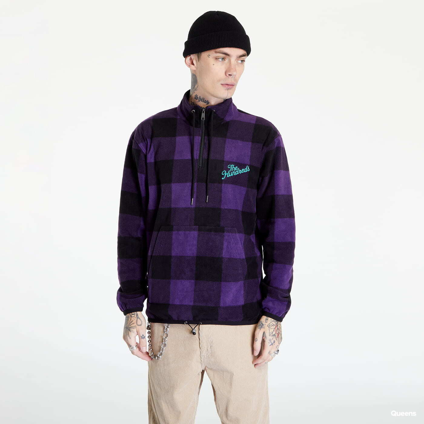 Mikiny The Hundreds Buffalo Mock-Neck Pullover Purple/ Black