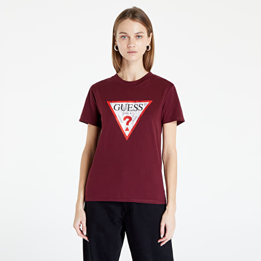 Tricou GUESS Eco Triangl Logo T-Shirt Wine
