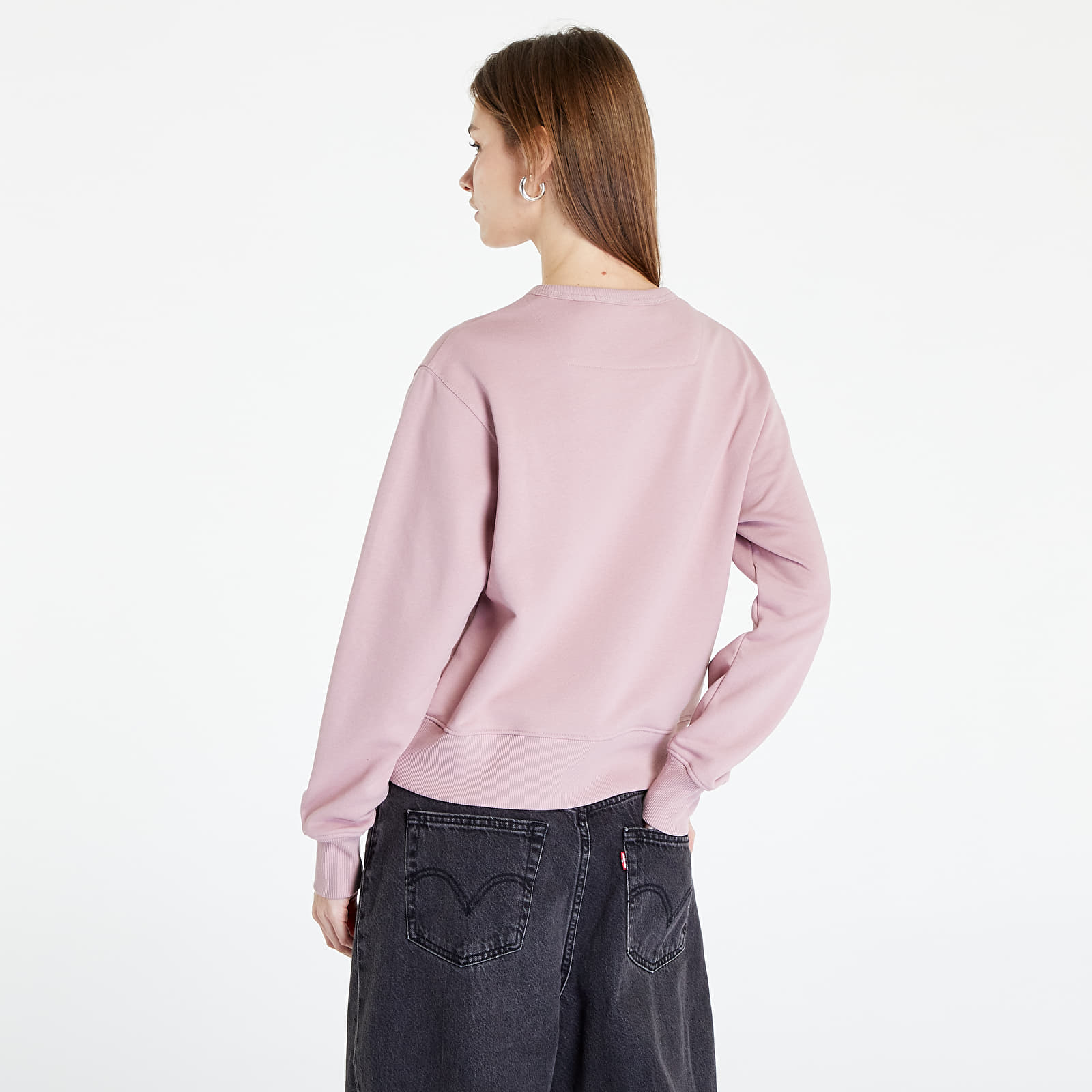 Mikiny GUESS Triangle Logo Crew-Neck Sweatshirt Purple