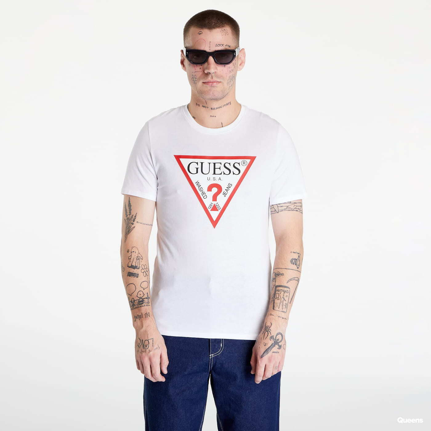Trička GUESS Triangle Logo T-shirt White