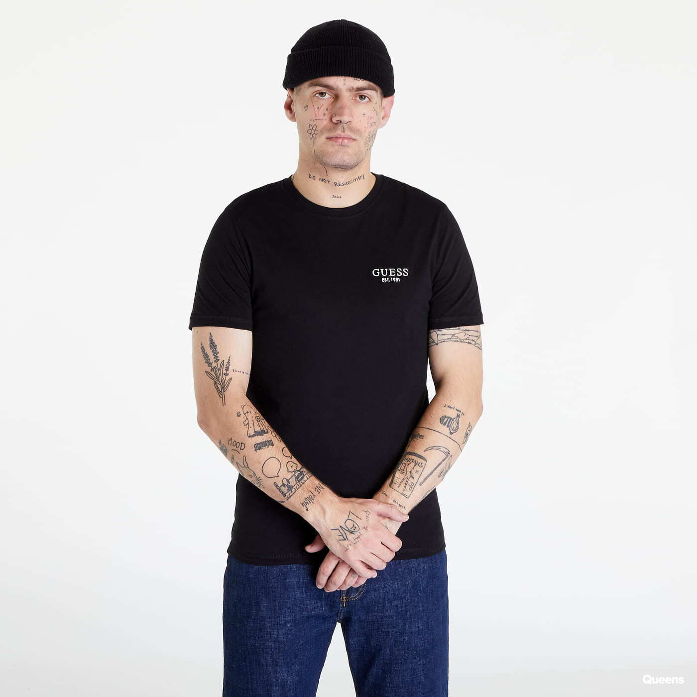 Tričká GUESS Ermes Cn Ss Tee Black