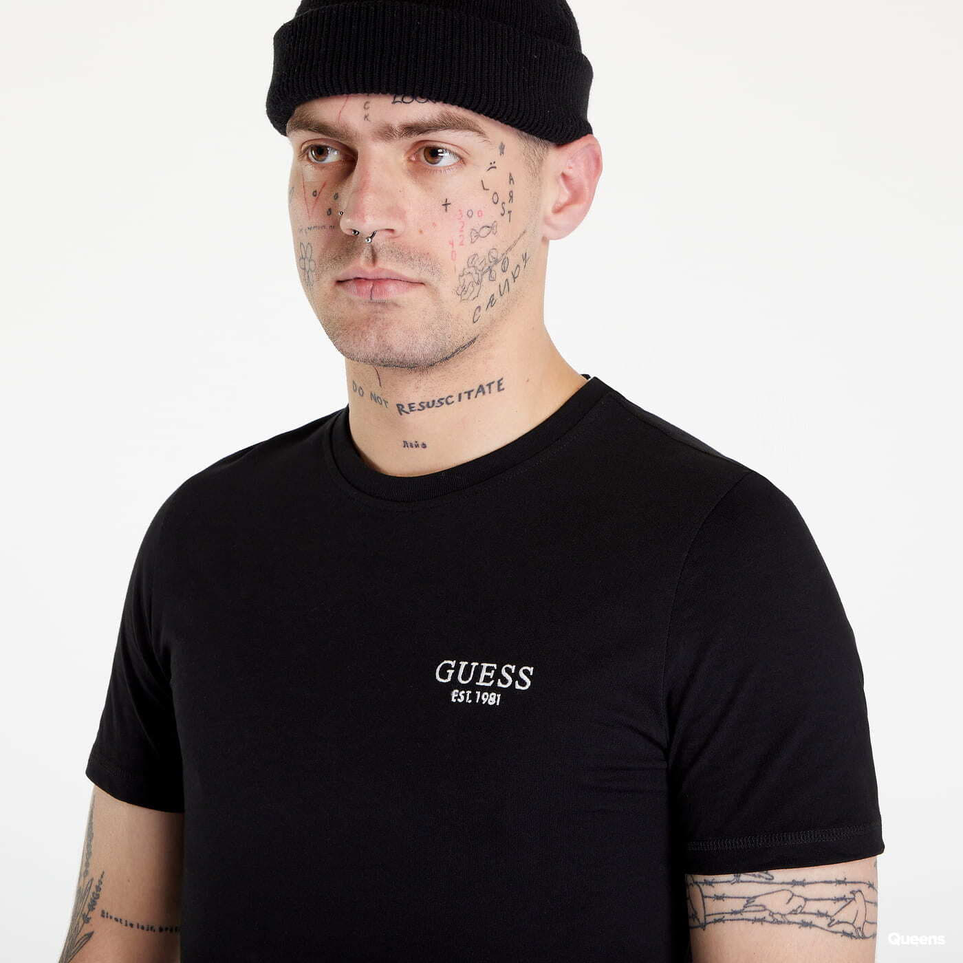 Tričká GUESS Ermes Cn Ss Tee Black