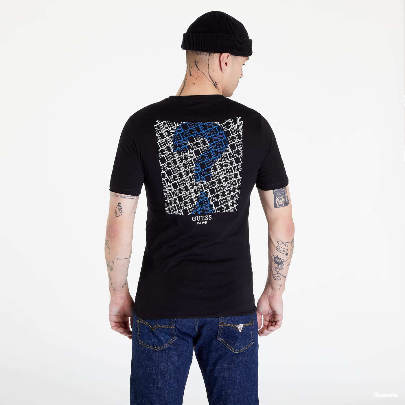 Tričká GUESS Ermes Cn Ss Tee Black