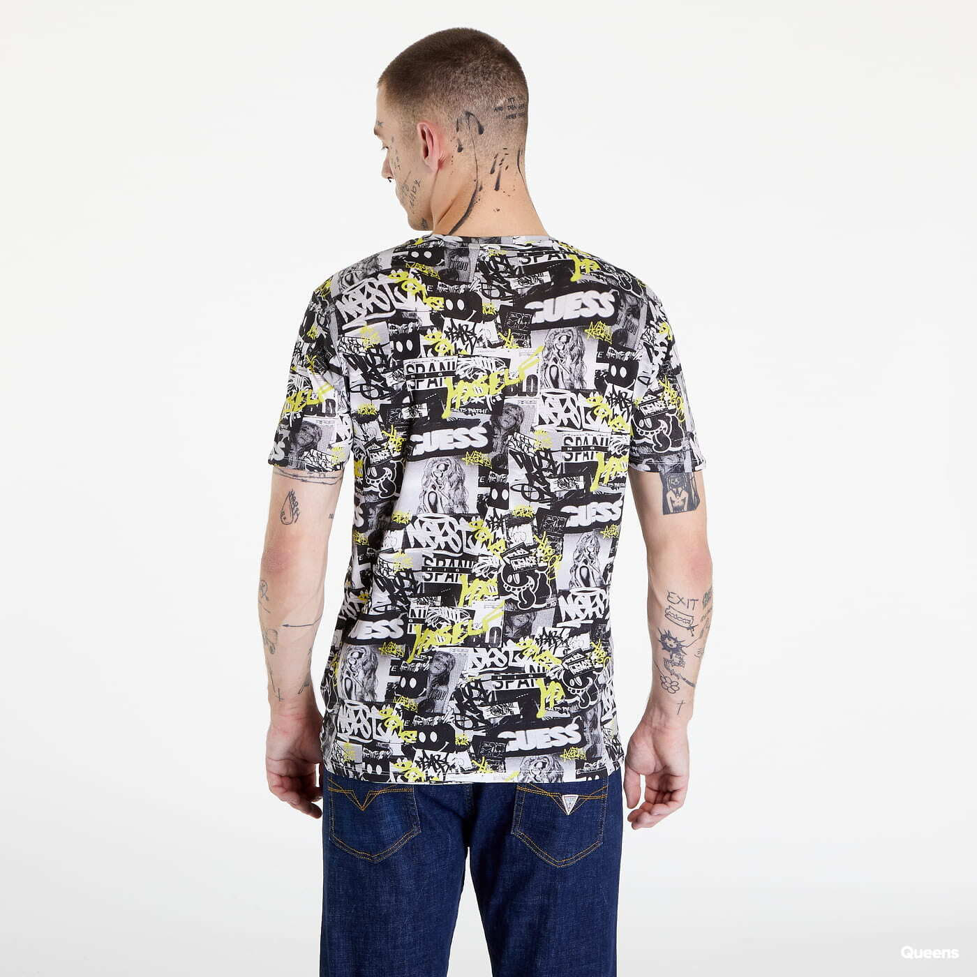 T-shirts GUESS Ss Bsc Neon Graffiti Black