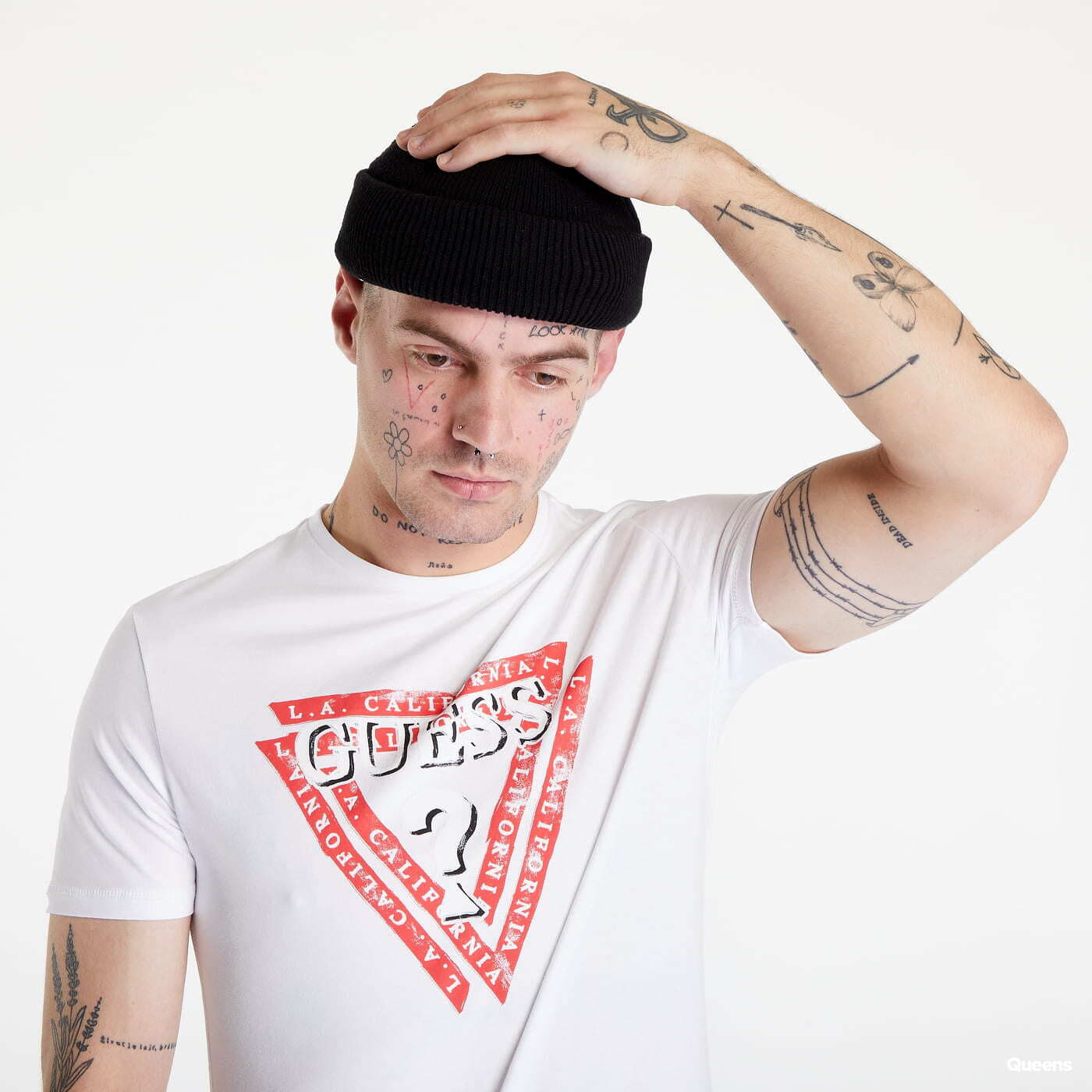 Trička GUESS Triangle Logo T-shirt White