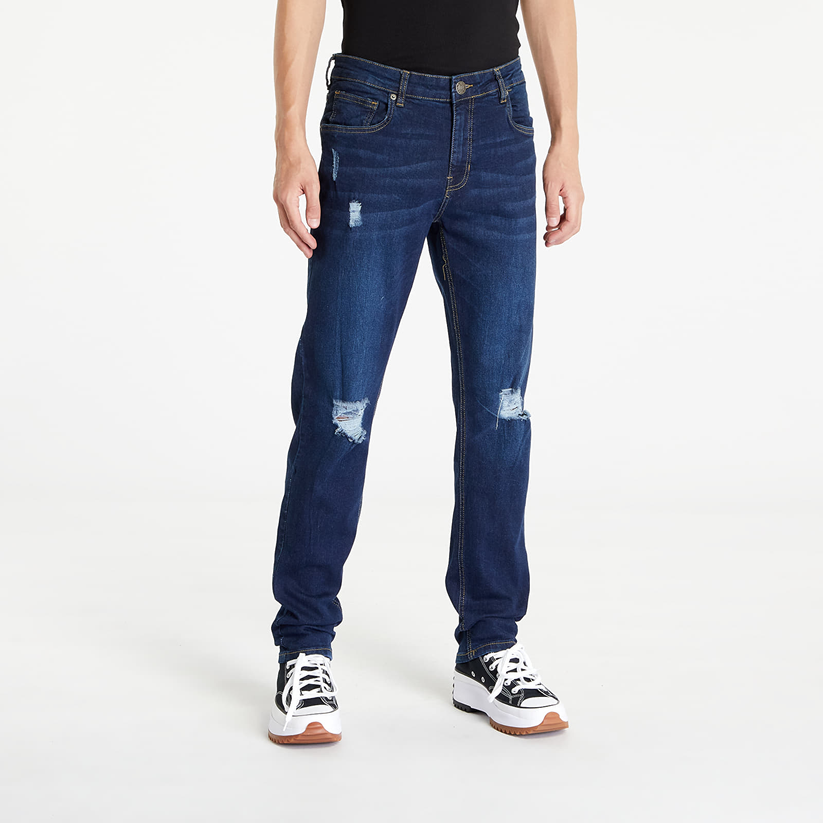 Farmerek és nadrágok Urban Classics Distressed Stretch Denim Pants Dark Blue Destroyed