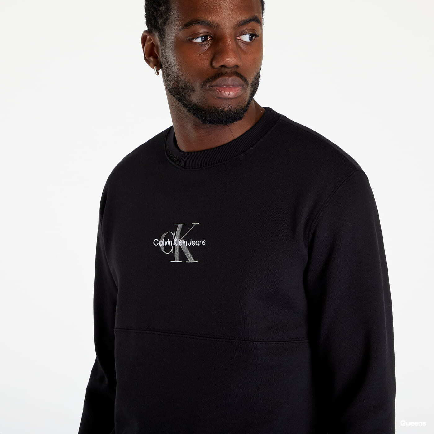 Džemperiai su gobtuvais ir džemperiai CALVIN KLEIN JEANS Monologo Crew Neck Black
