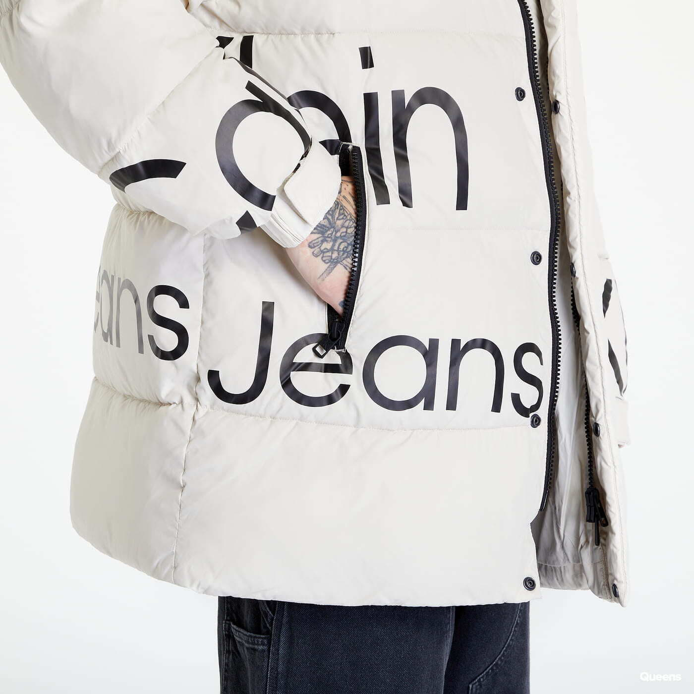 Geci și paltoane Calvin Klein Jeans Bold Disrupted Logo Jacket Beige