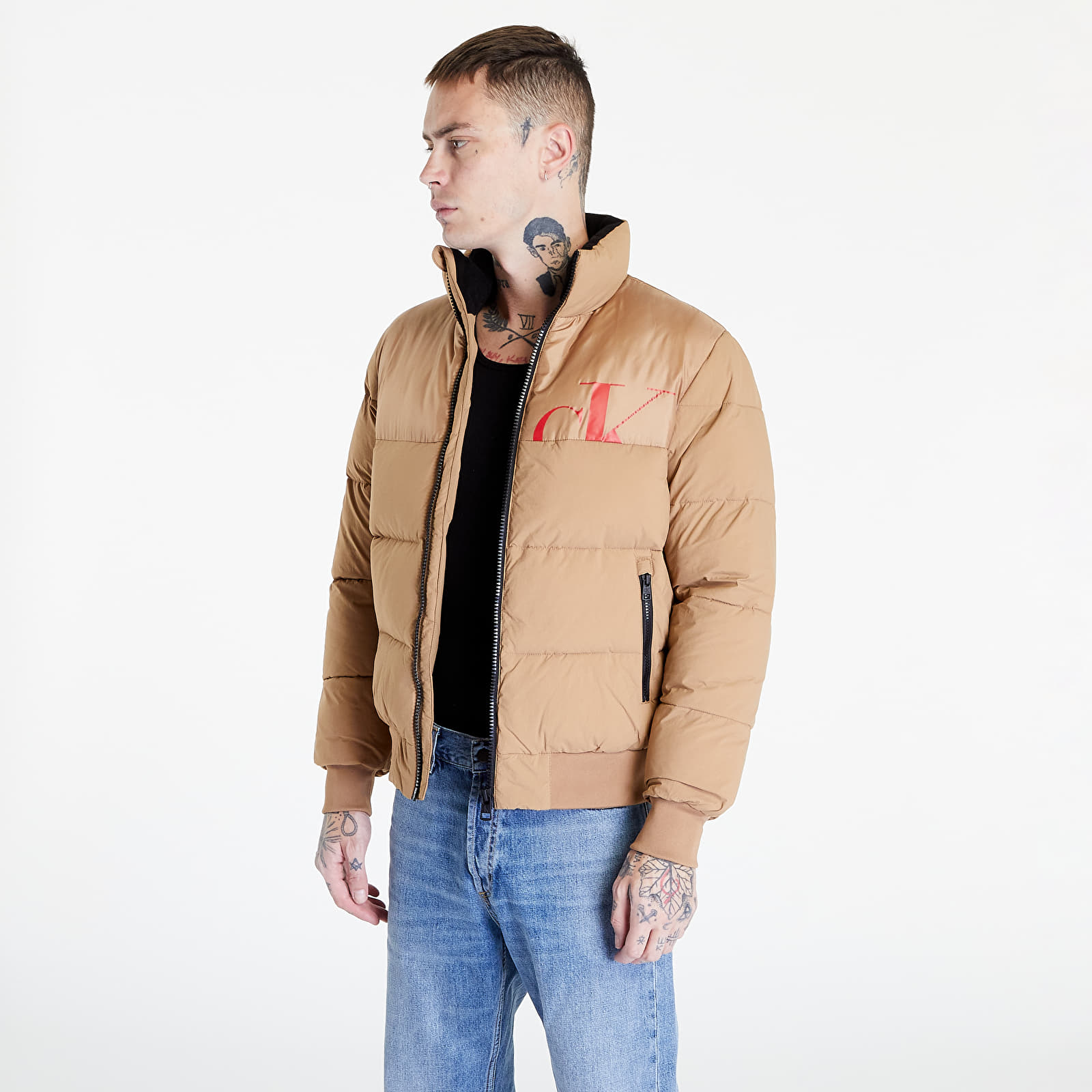 Τζακετ και παλτά Calvin Klein Jeans Cut Off Mix Media Jacket Brown