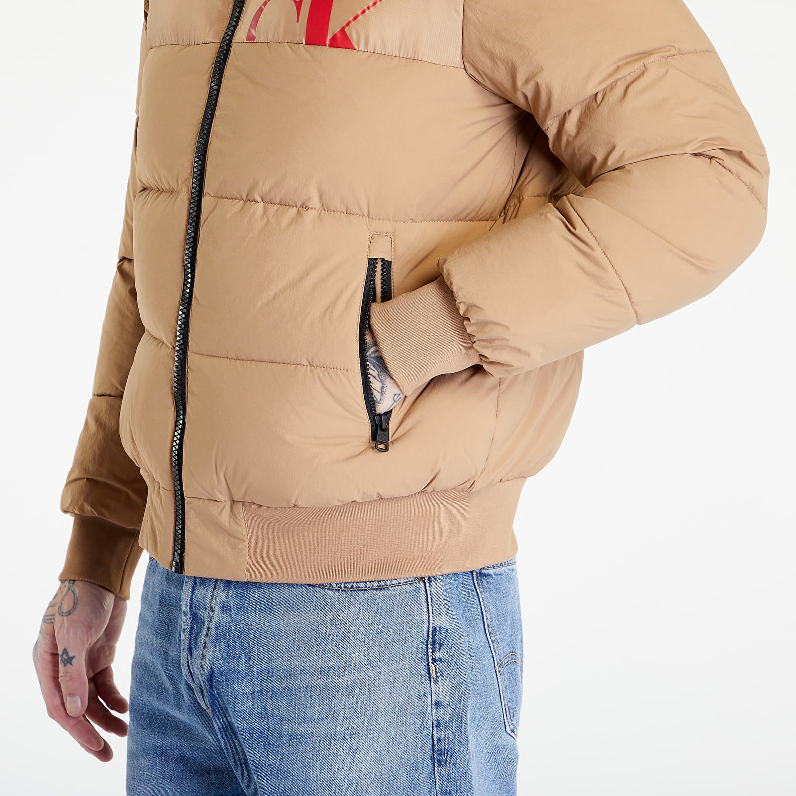 Τζακετ και παλτά Calvin Klein Jeans Cut Off Mix Media Jacket Brown