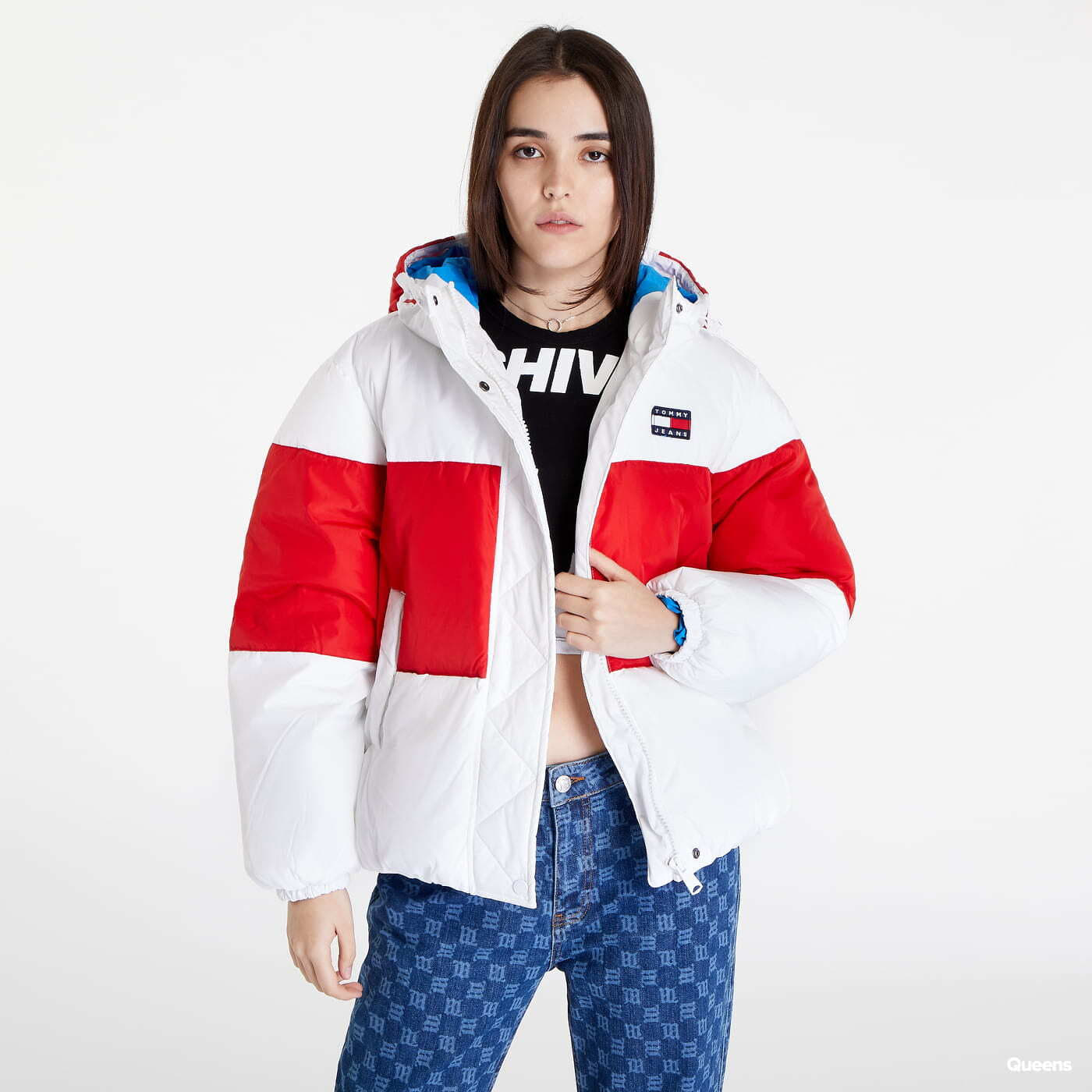 Bundy TOMMY JEANS Shiny Badge Puffer White / Red