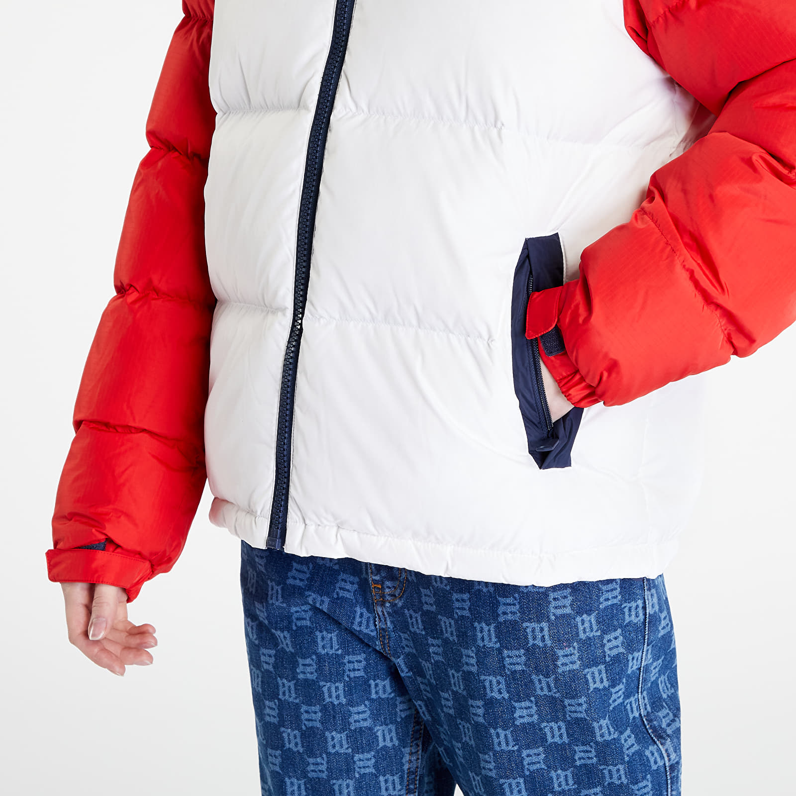 Tommy hilfiger puffer jacket red white and blue top