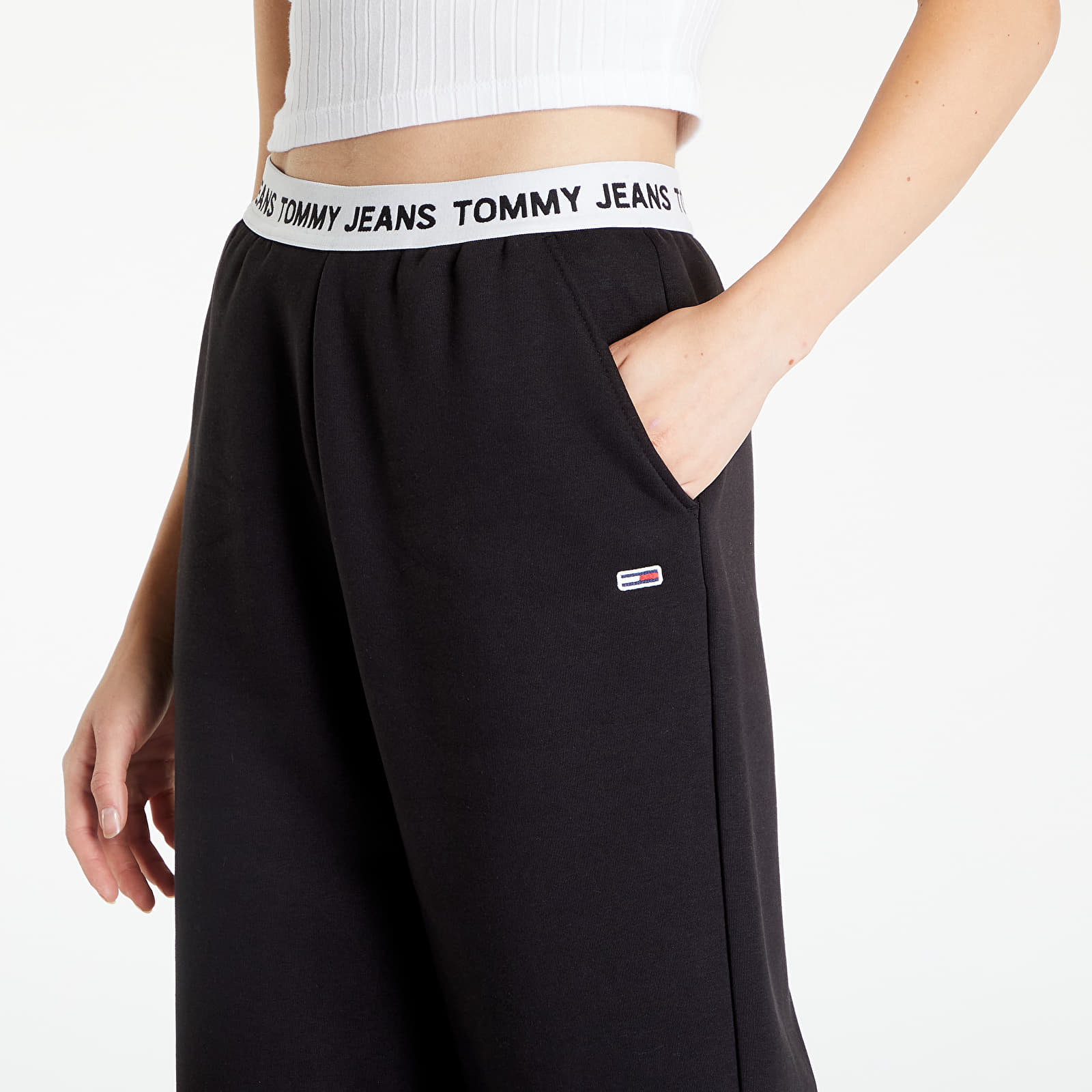 Jogger Pants TOMMY JEANS Logo Waistband Sweatpants Black | Queens