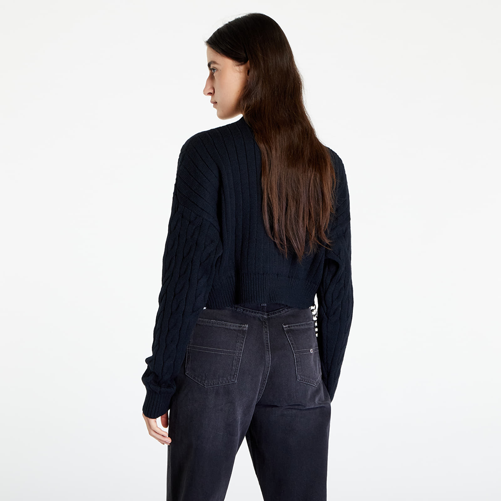 Swetry TOMMY JEANS Boxy Center Flag Pullover Black
