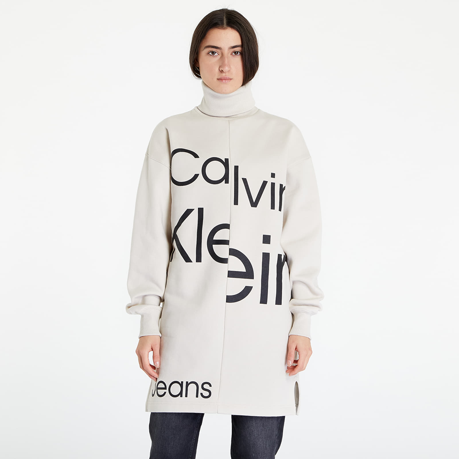Kleider Calvin Klein Jeans Roll Queens Disrupted Beige | Logo
